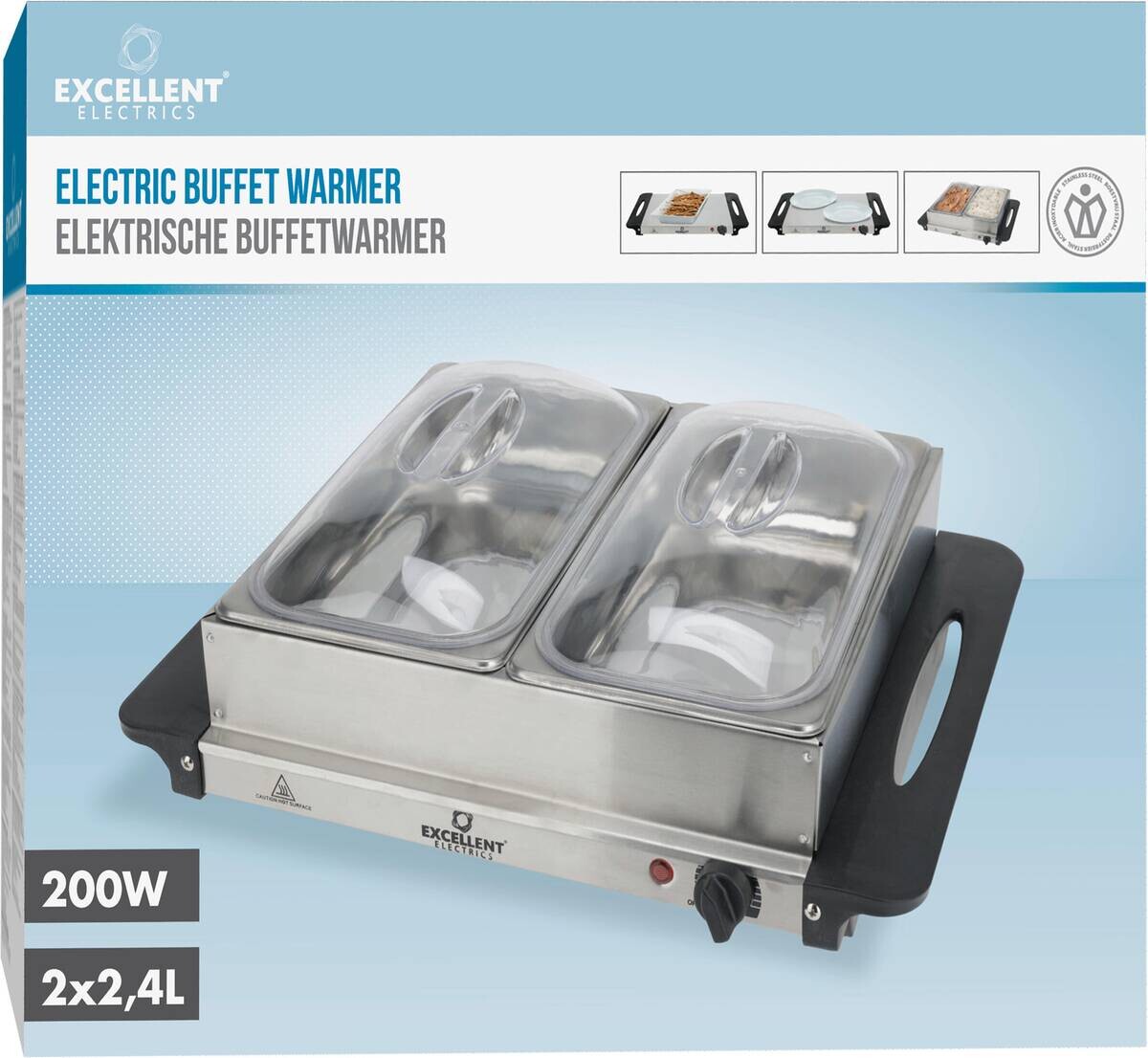 Buffet-Wärmer Edelstahl Edelstahl B/H/L: ca. 50,5x13x41 cm