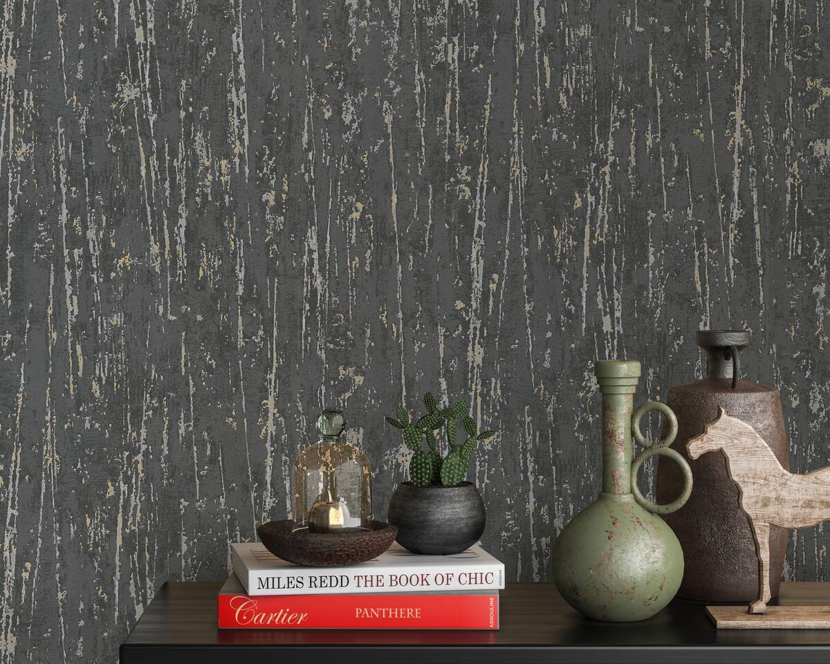 Erismann Vliestapete Struktur schwarz B/L: ca. 53x1005 cm