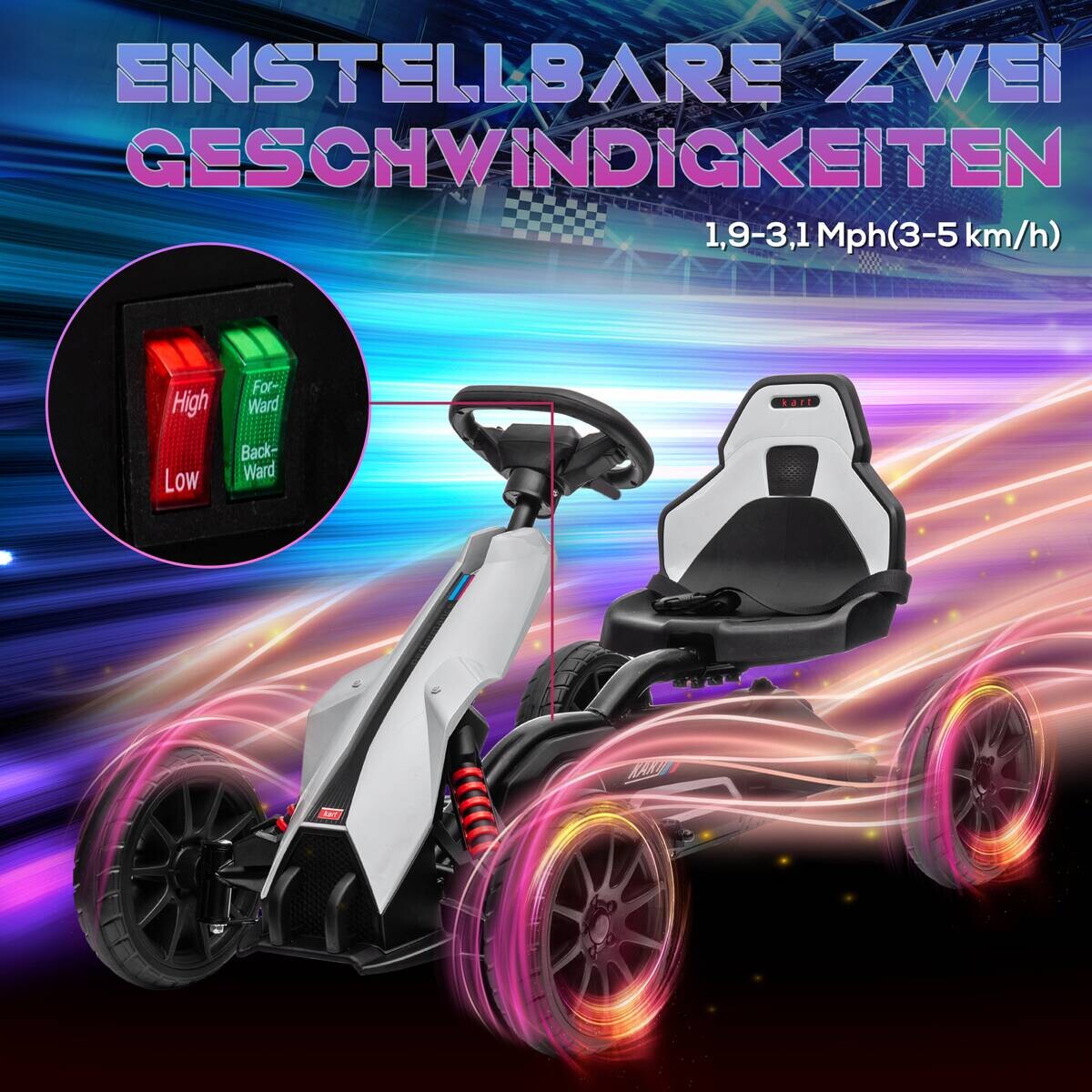 HOMCOM Kinder Elektro Gokart weiß B/H/L: ca. 58x58,5x100 cm