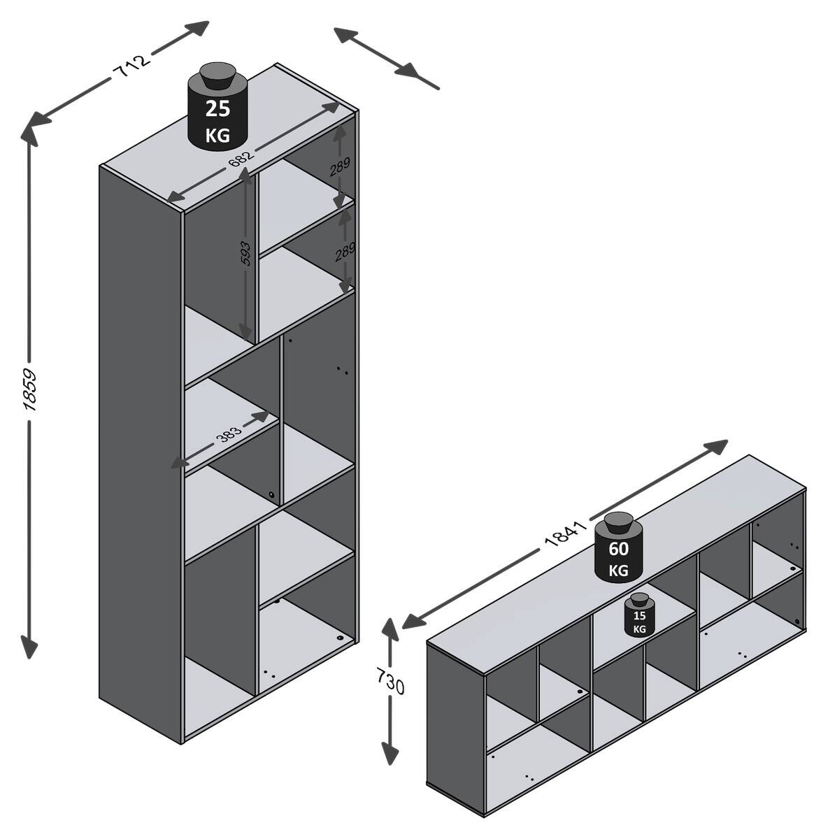 Regal Eiche Artisan Nachbildung B/H/T: ca. 186x71x33 cm