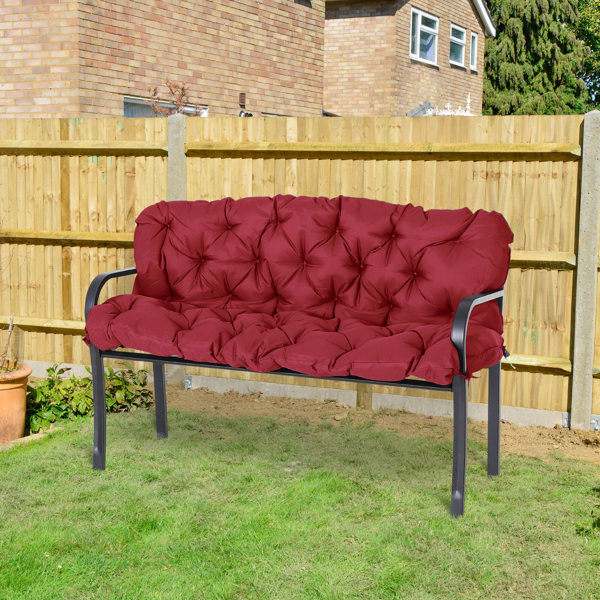 Outsunny Bankauflage rot Polyester B/H/L: ca. 150x8x98 cm