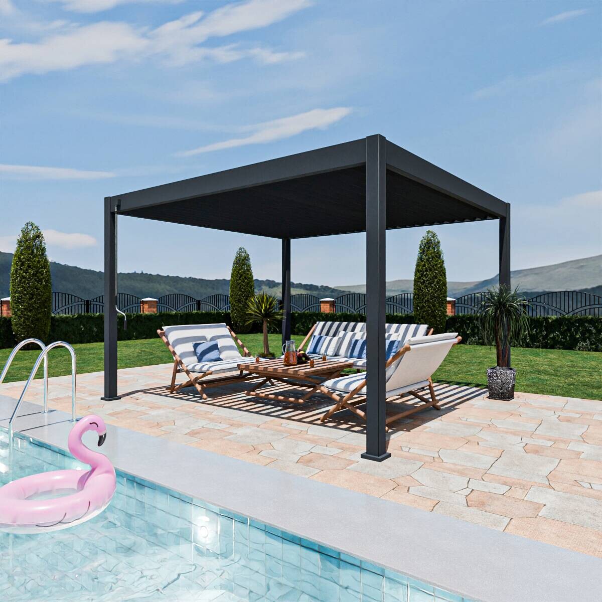 PergoLine Pergola Superior anthrazit Aluminium B/H/L: ca. 400x255x360 cm
