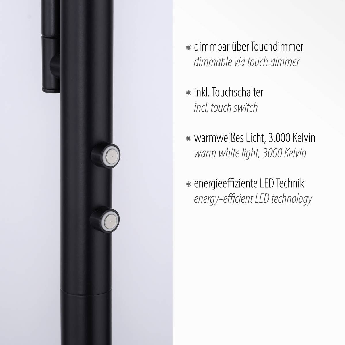 Just Light LED-Deckenfluter HANS 11710-18 schwarz Eisen Kunststoff B/H/T: ca. 25x190x25 cm 2 Brennstellen