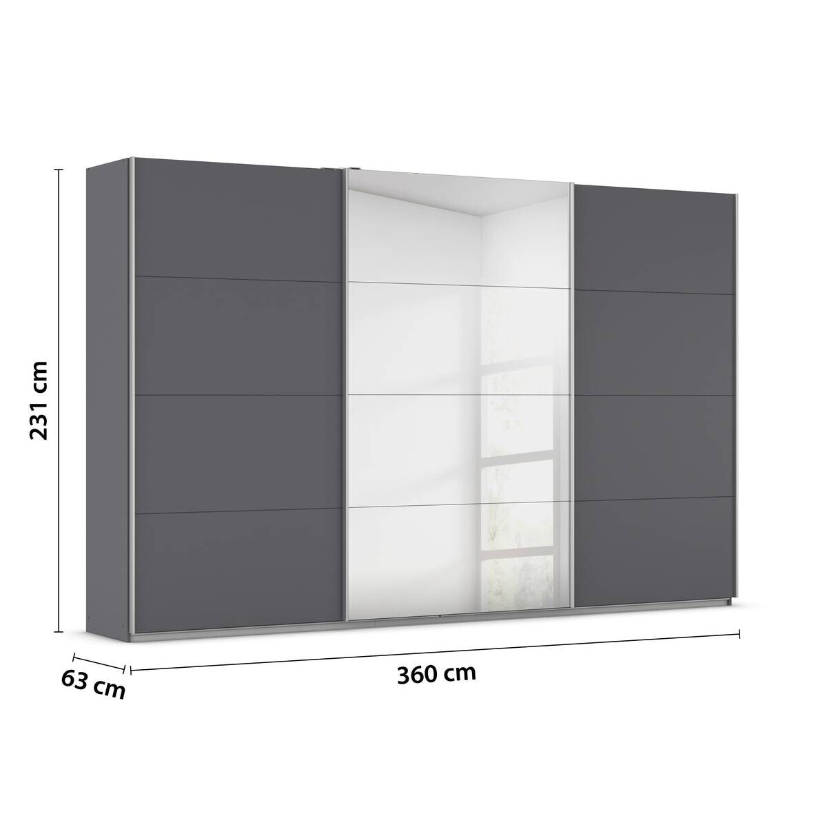 Kleiderschrank Kulmbach grau B/H/T: ca. 360x229x62 cm