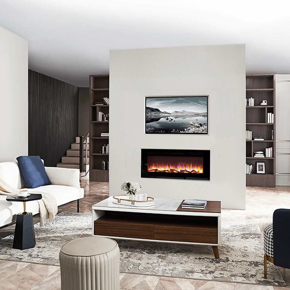 Balderia Einbaukamin Fiamma 60" schwarz Metall B/H/T: ca. 153x14,5x51,5 cm ca. 2000 W