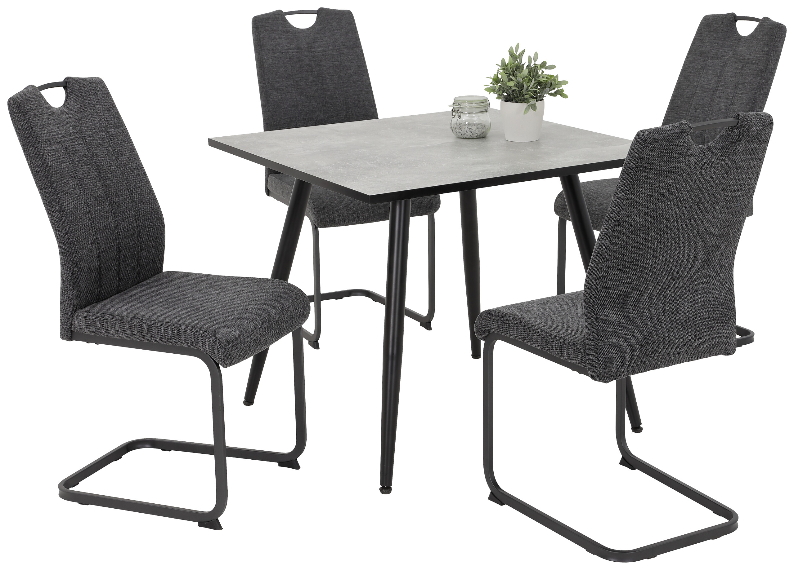 Stuhl 4er Set BRITTA anthrazit grau Microfaser Metall B/H/T: ca. 44x100x59 cm