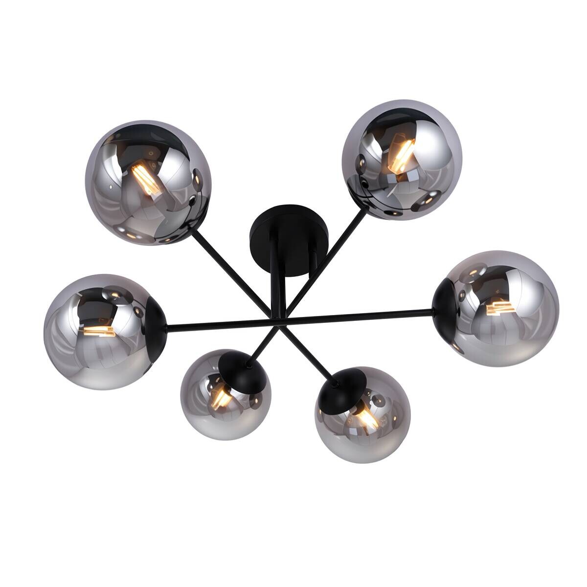 POCOline Deckenleuchte Space schwarz Rauchglas B/H/T: ca. 66x30x66 cm E14 6 Brennstellen