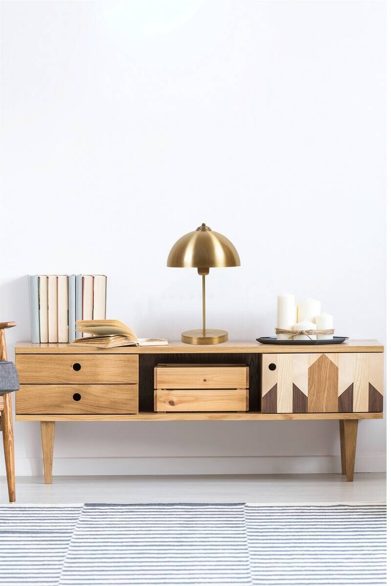 Opviq Tischleuchte gold Metall B/H/T/L/D: ca. 25x40x25x25x25 cm E27 1 Brennstellen