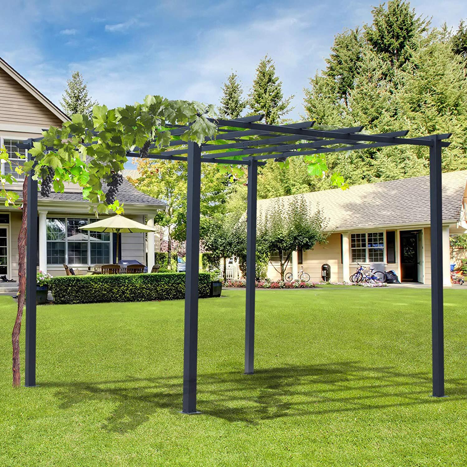 Outsunny Rosenpavillon schwarz Metall B/H/L: ca. 295x230x297 cm