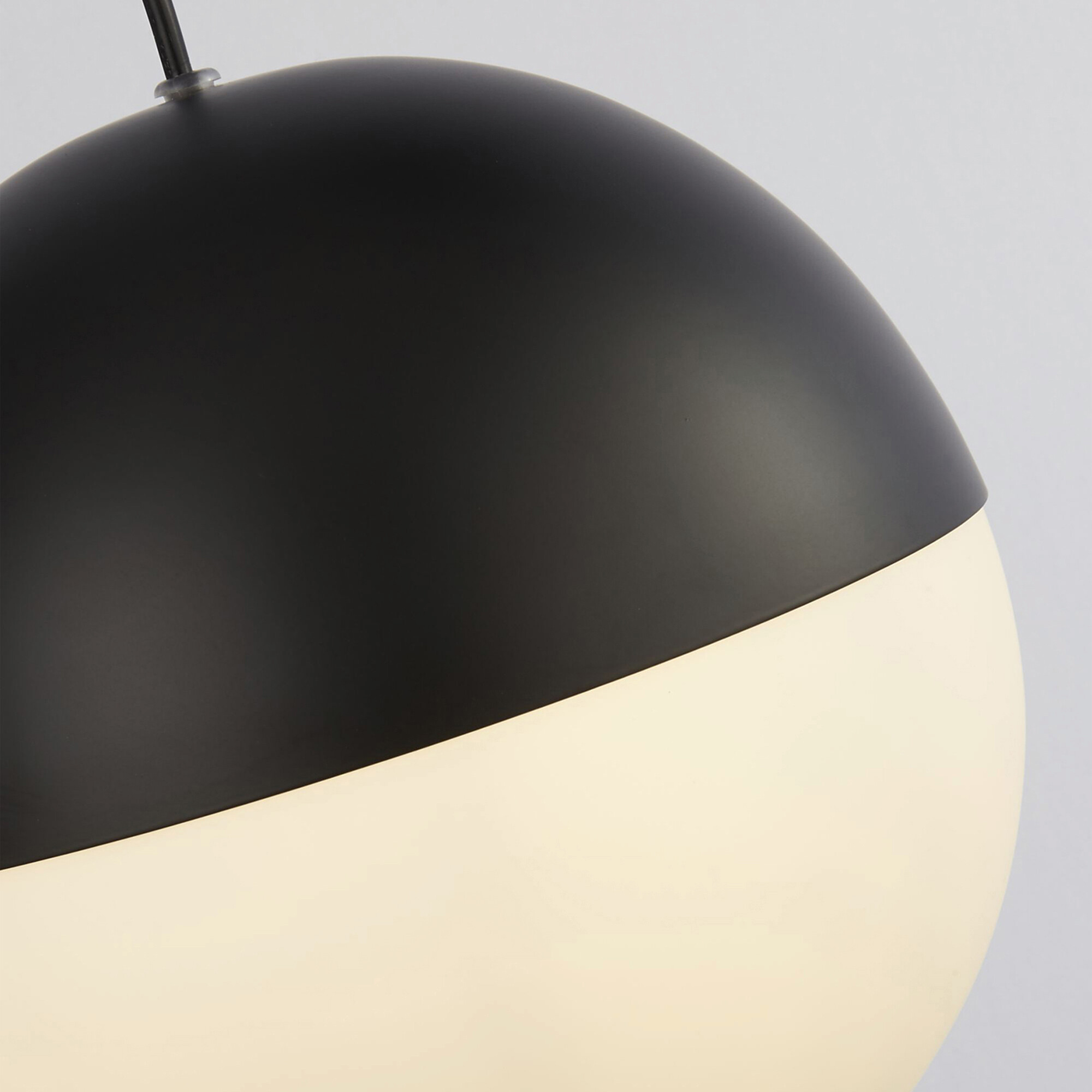 Searchlight Pendelleuchte Endor Opal schwarz Stahl Glas B/H/L/D: ca. 25x150x25x25 cm E27 1 Brennstellen