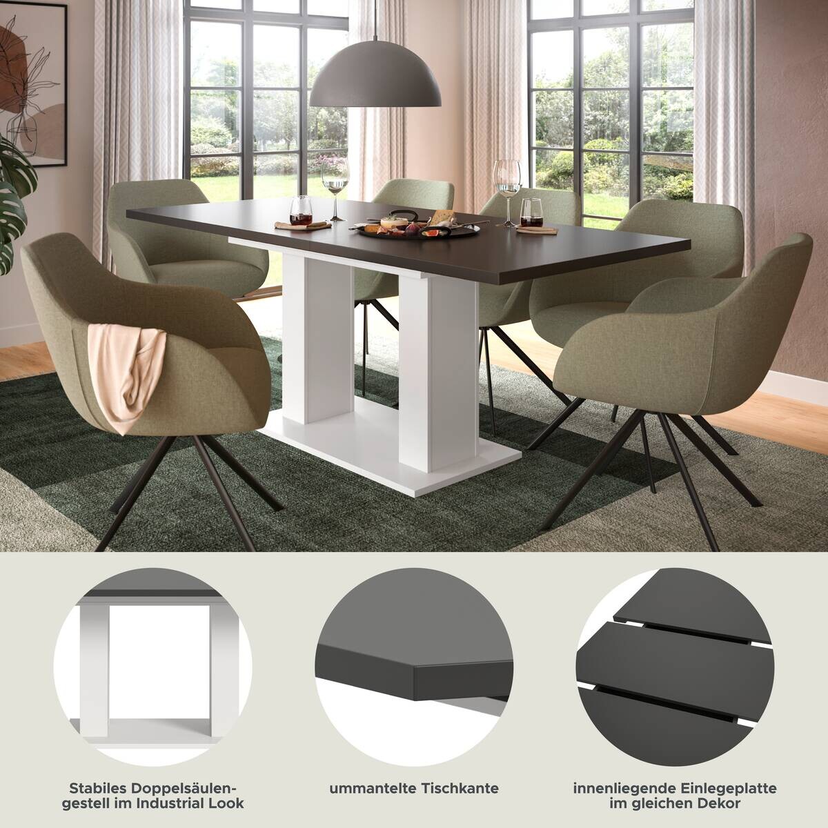 Esstisch MOTION grau B/H/T: ca. 150x76x90 cm