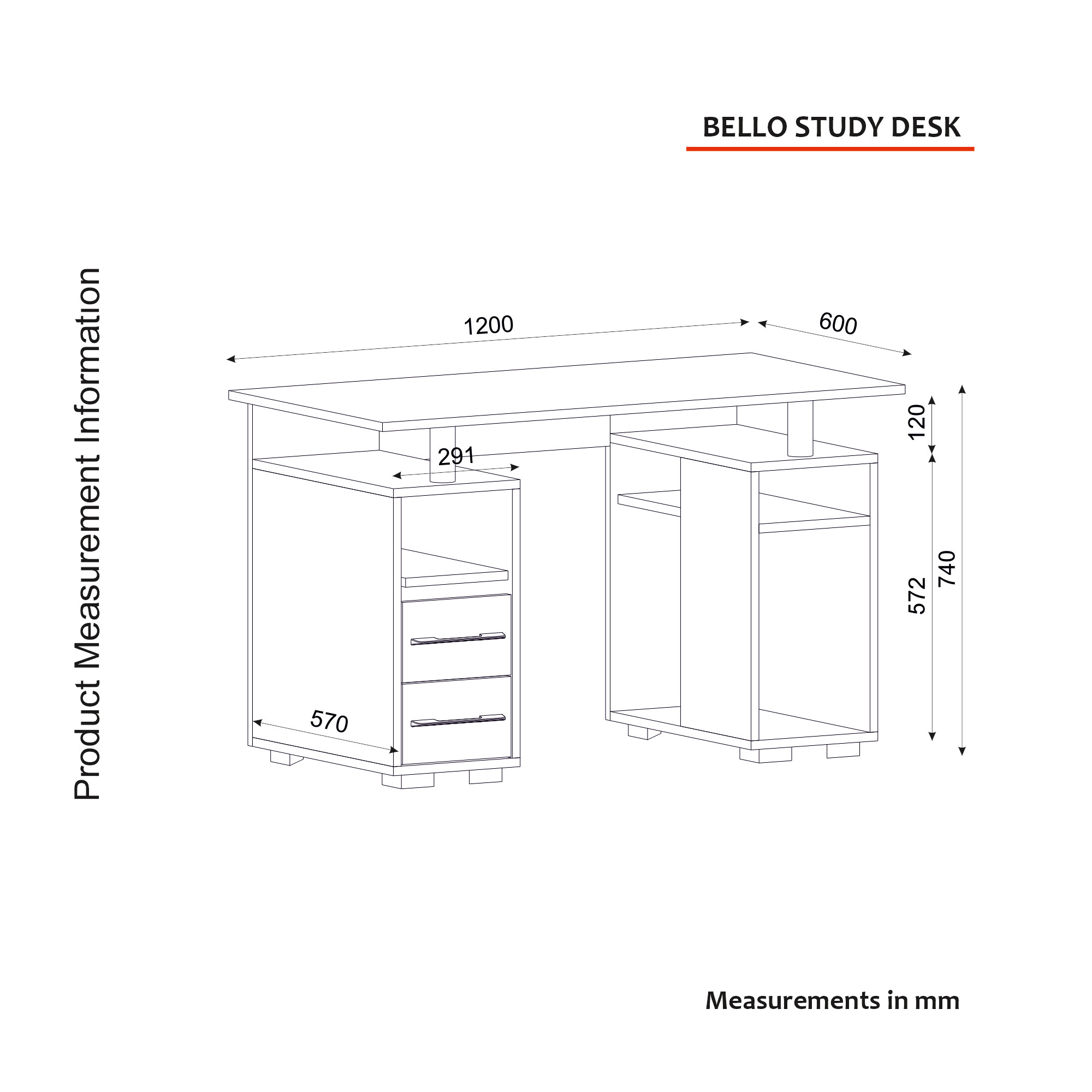 Schreibtisch Bello schwarz B/H/T: ca. 120x74x60 cm