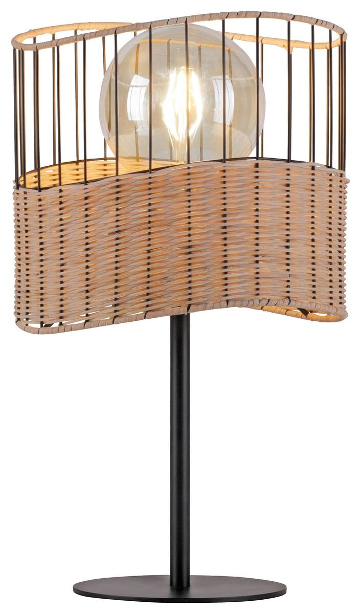 Just Light Tischleuchte REED 11150-79 schwarz natur Metall Holz H/D: ca. 42x25 cm E27 1 Brennstellen