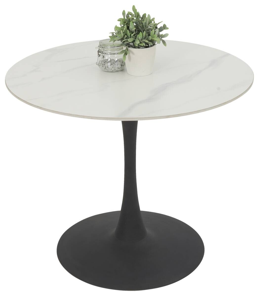 Esstisch Paola I Marmoroptik weiß anthrazit H/D: ca. 75x90 cm