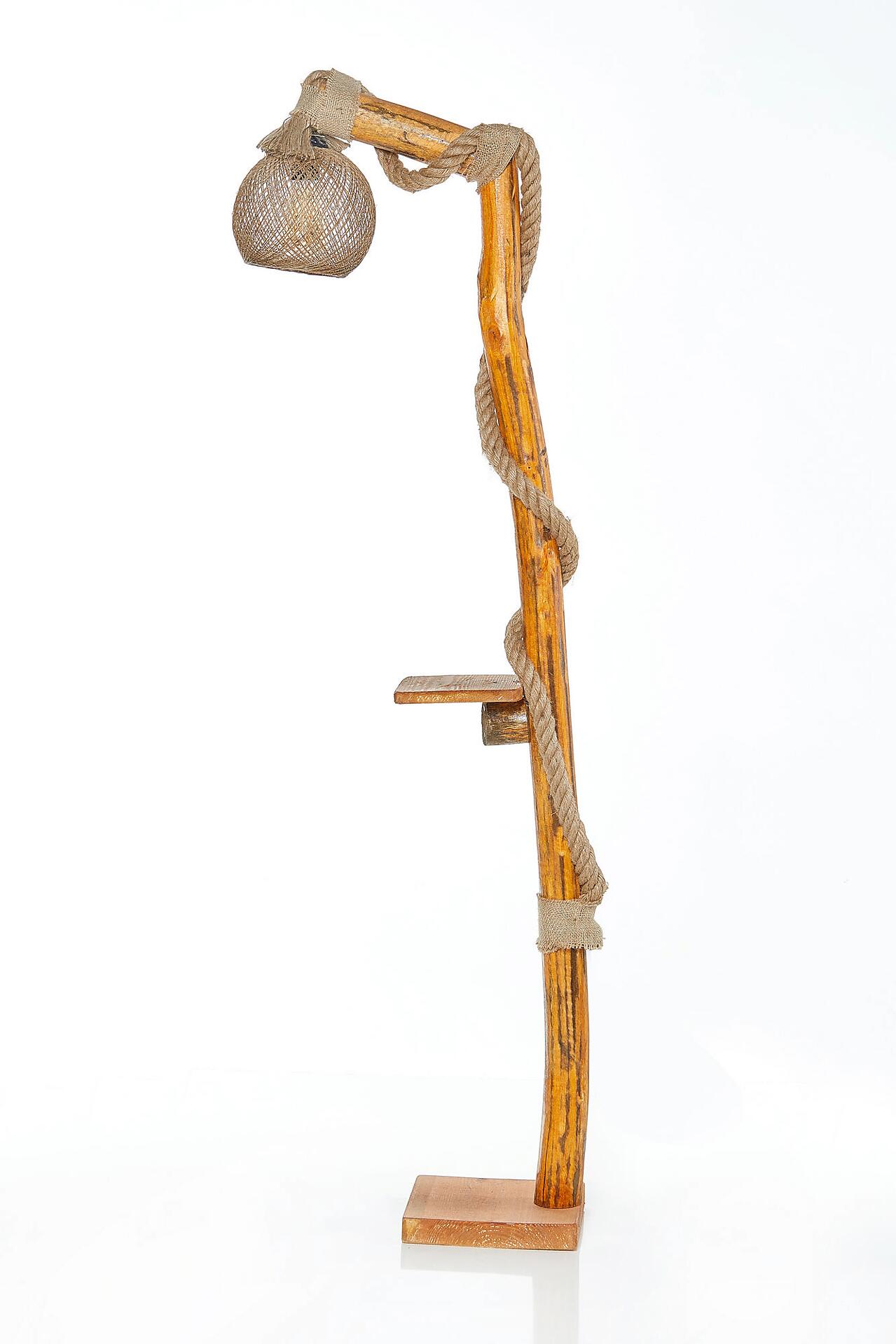 Opviq Stehleuchte natur Holz B/H/T/L/D: ca. 24x140x24x24x24 cm E27 1 Brennstellen