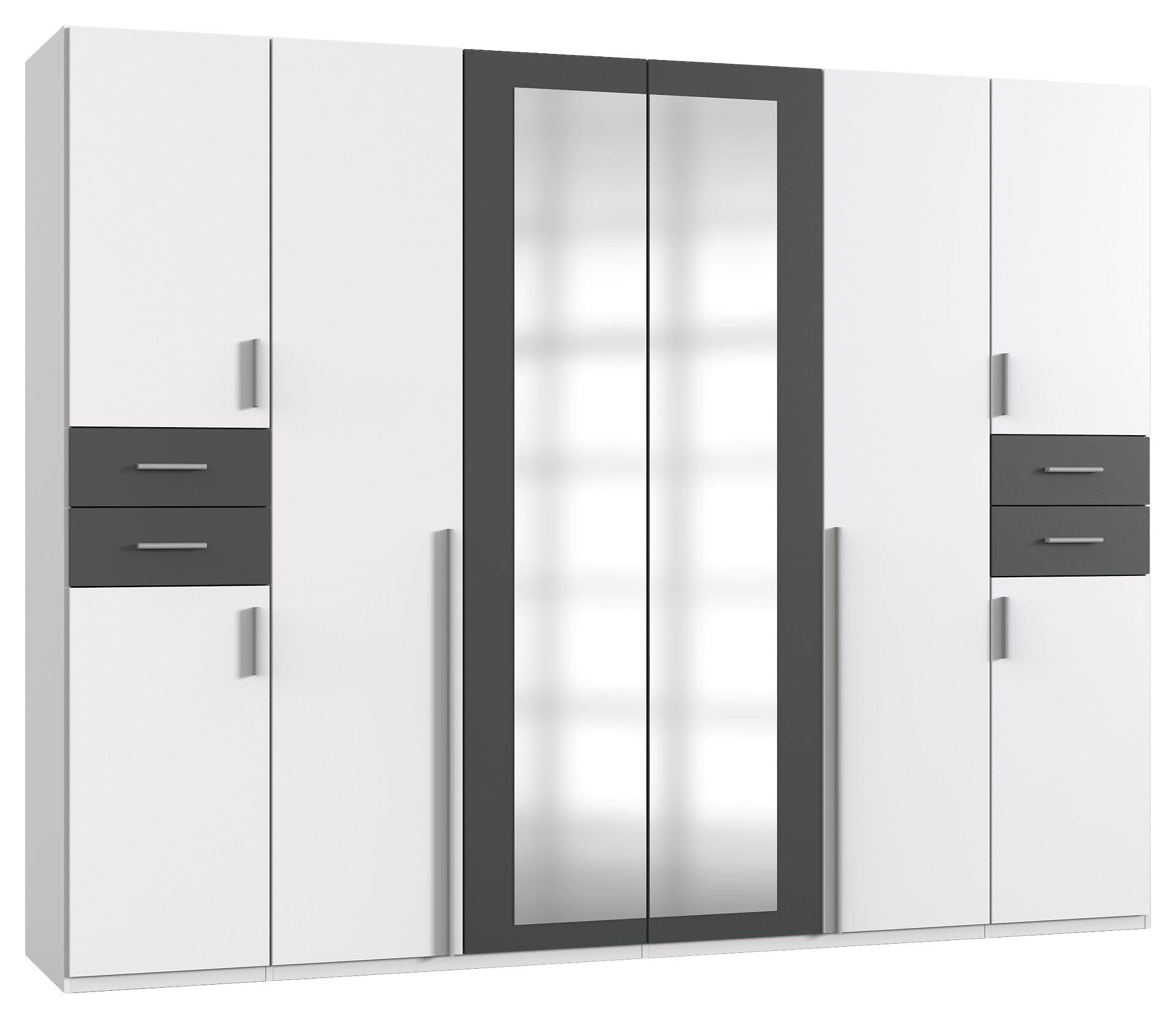 Kleiderschrank Vegas weiß Graphit B/H/T: ca. 270x208x58 cm