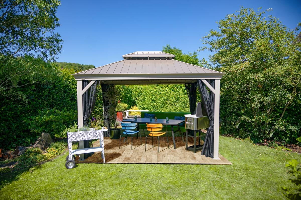 Sojag Pavillon Messina champagner Metall B/H/L: ca. 363x292x298 cm