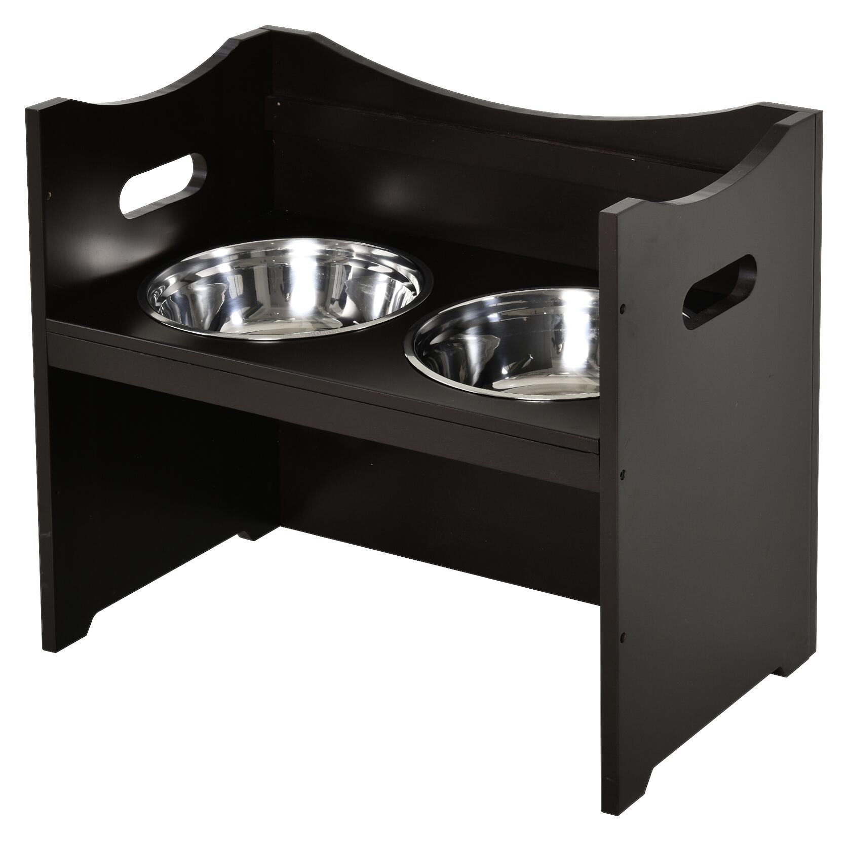 PawHut Futterstation dunkelbraun MDF B/H/T: ca. 54x47x32 cm