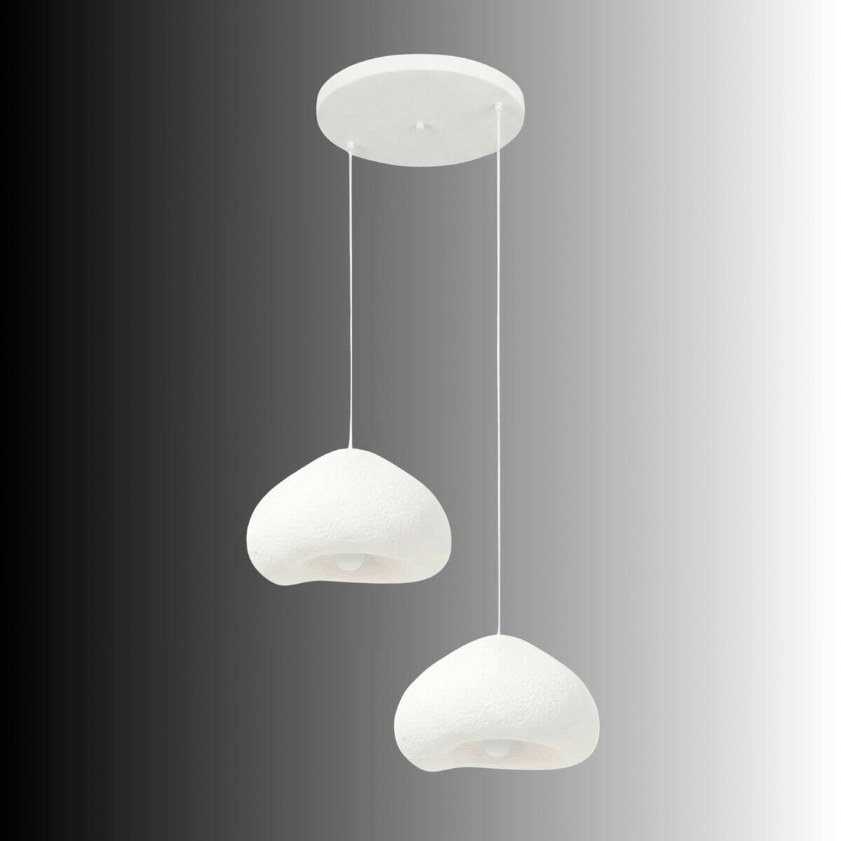 Opviq Pendelleuchte weiß Fiberglas Metall B/T/L: ca. 32x28x32 cm E27 2 Brennstellen