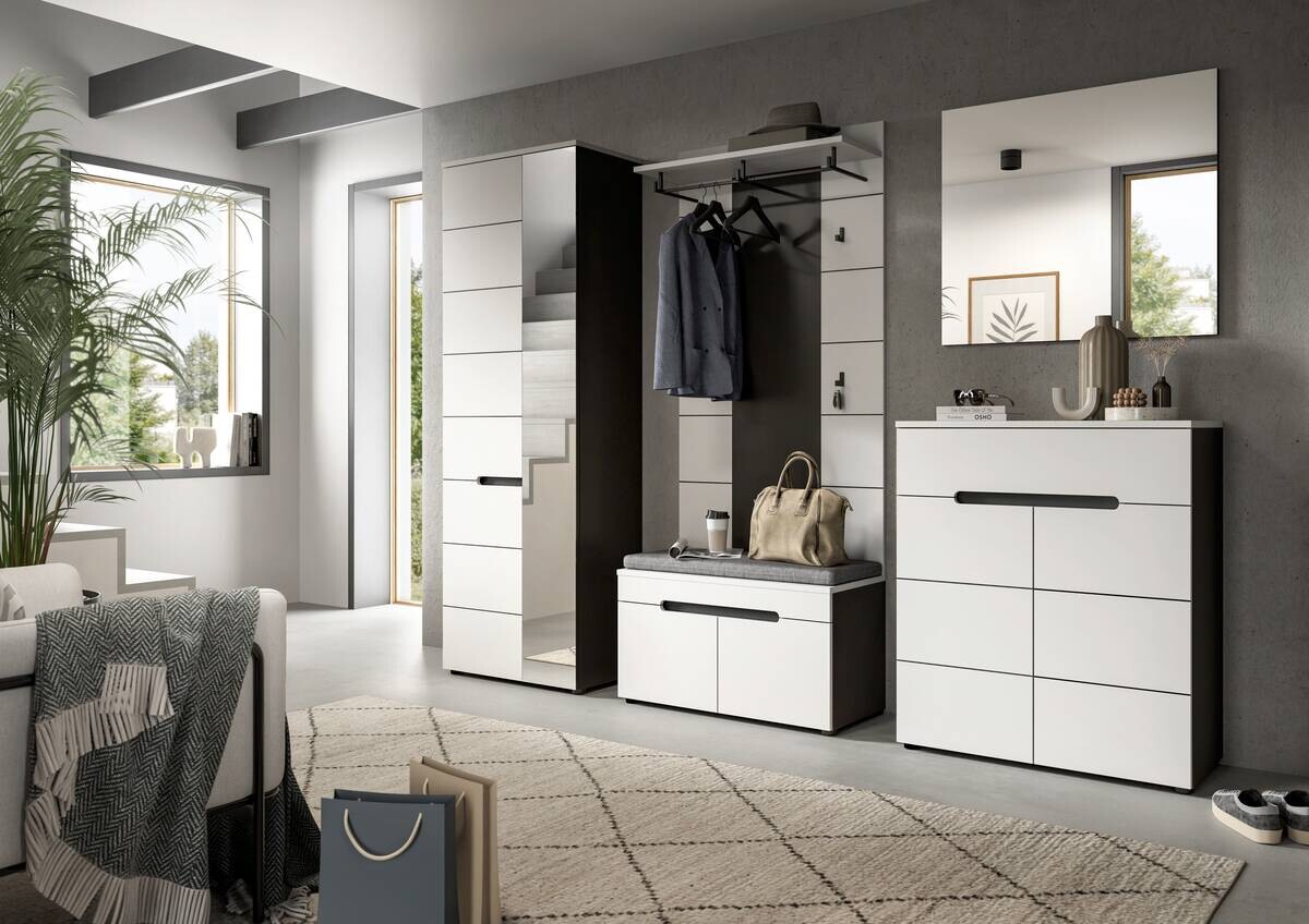 Garderobe Canu basaltgrau Nachbildung weiß B/H/T: ca. 255x190x37 cm