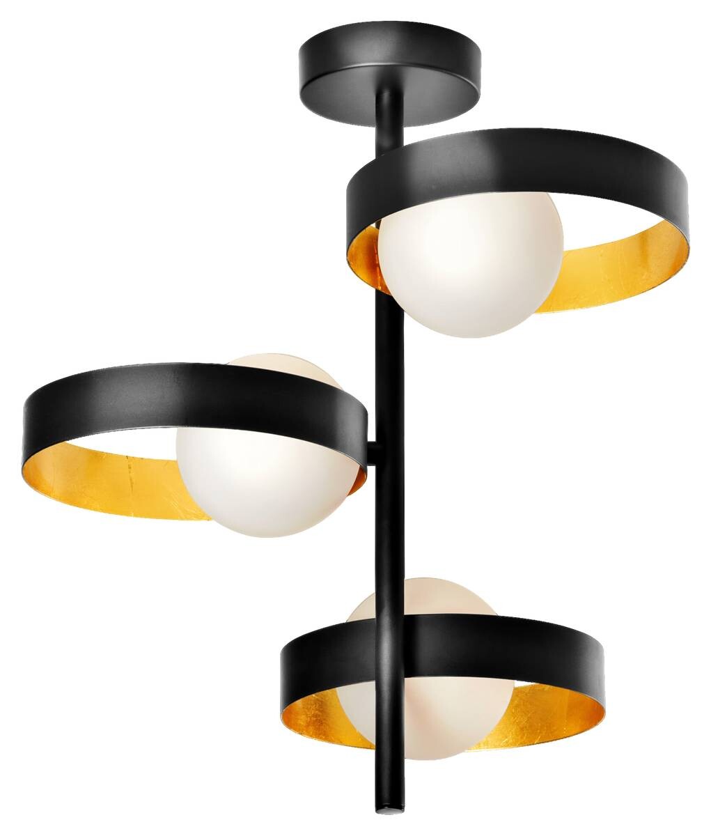 LEDVANCE Deckenleuchte Memphis schwarz gold weiß Metall Glas H/D: ca. 42,5x31,5 cm G9 3 Brennstellen