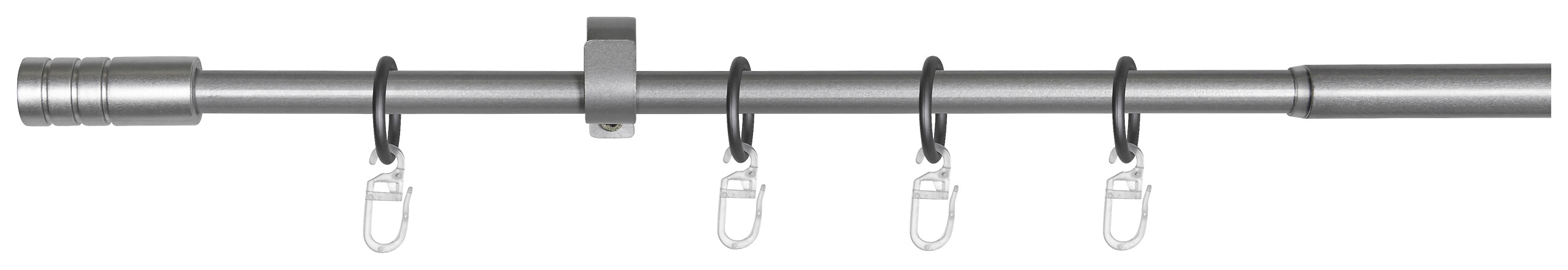Gardinenstange silber Metall ausziehbar von ca. 120 bis 210 cm 1.0 Läufe