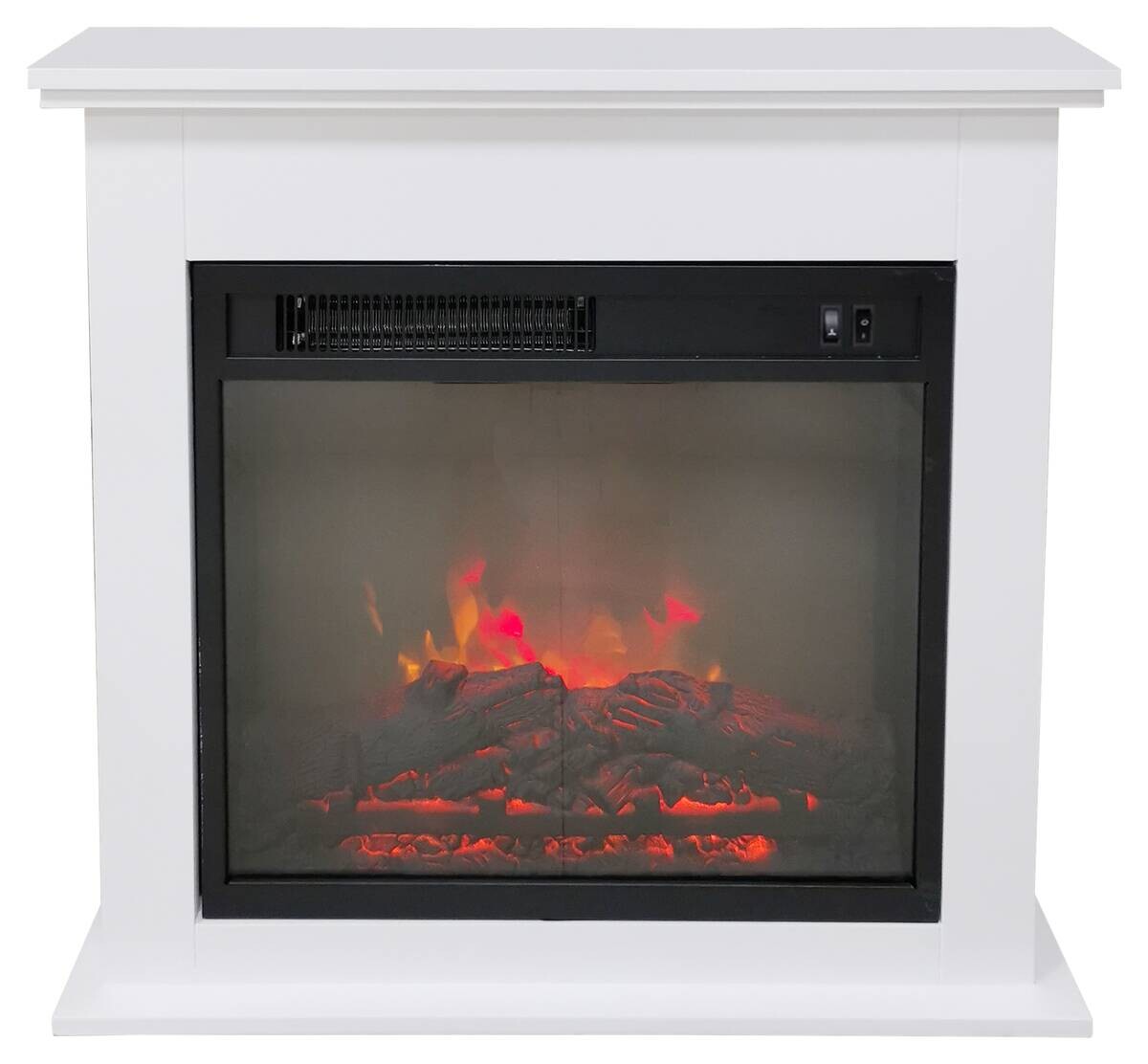 Elektrischer-Kamin schwarz weiß MDF Metall B/H/T: ca. 70x70x20 cm