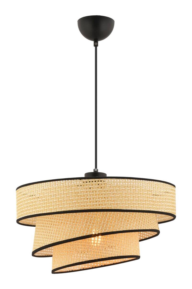 Opviq Pendelleuchte Couper schwarz kamel Metall Baumwolle B/H/L: ca. 40x72x40 cm E27 1 Brennstellen