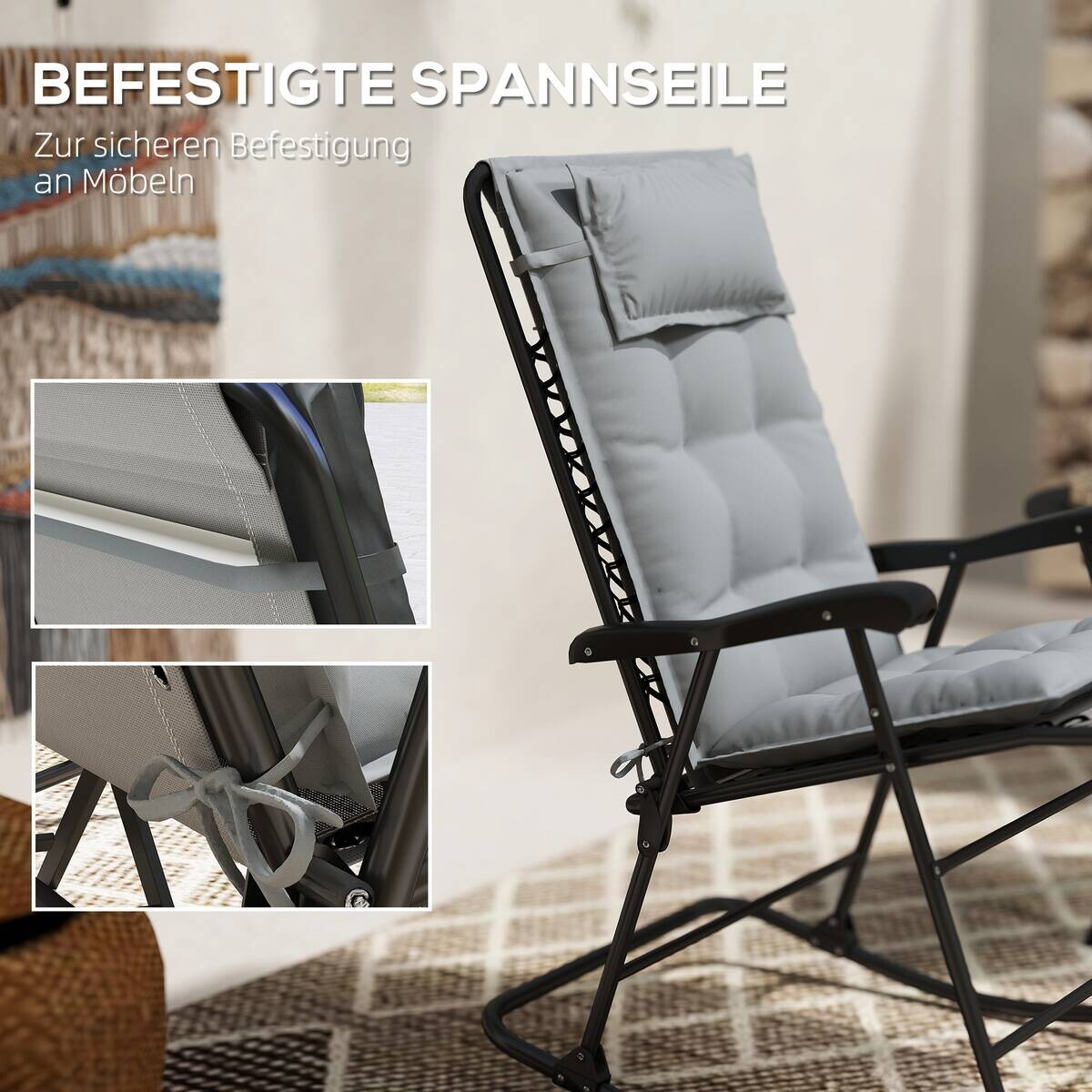 Outsunny Liegenauflage 2er Set hellgrau Polyester B/H/L: ca. 50x5x116 cm