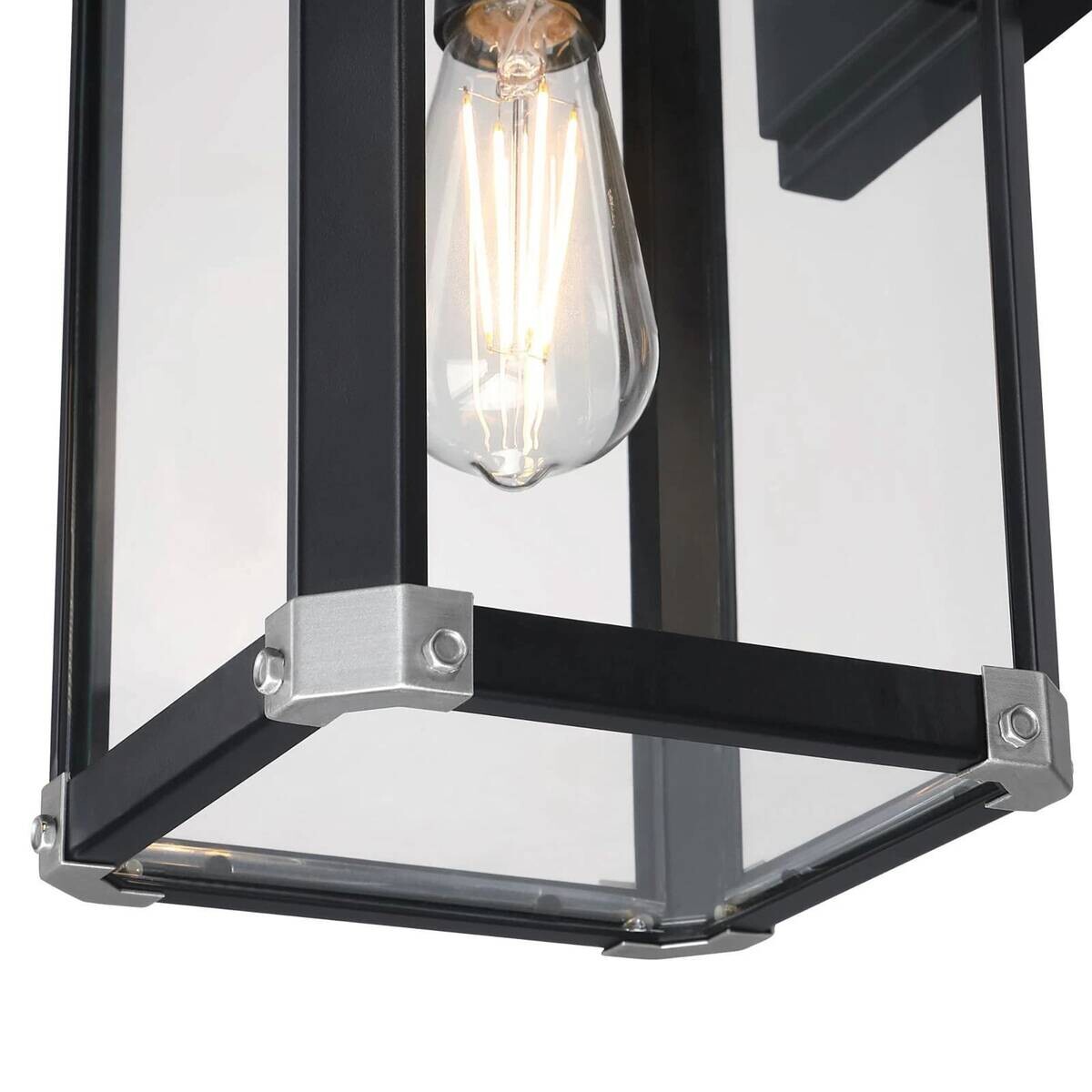 Westinghouse Außenwandleuchte Glendora mattschwarz Metall Glas B/H/L: ca. 18x38x21 cm E27 1 Brennstellen