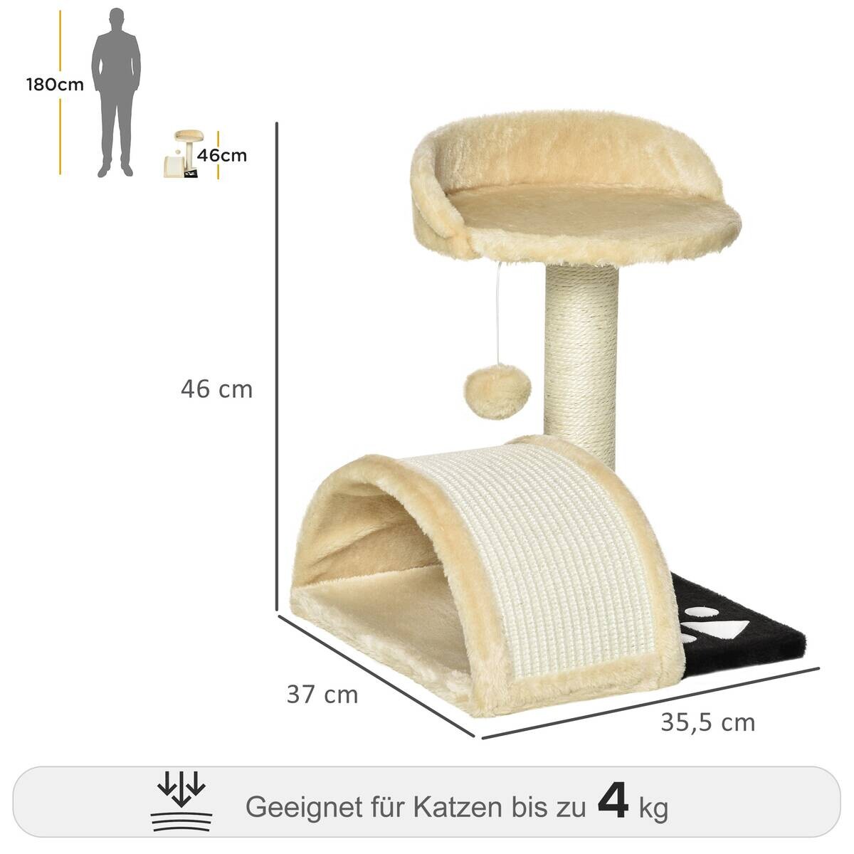 PawHut Kratzbaum beige Edelstahl B/H/L: ca. 37x35,5x46 cm