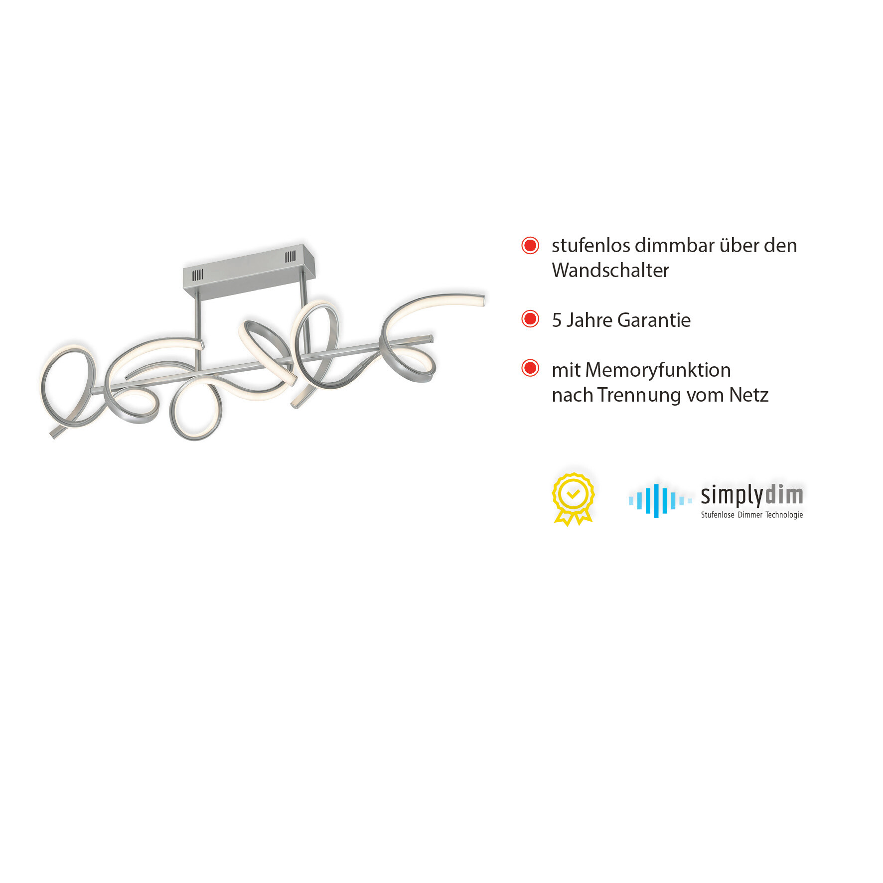 Just Light Deckenleuchte Curls silber Alu B/H/L: ca. 21x30x82 cm