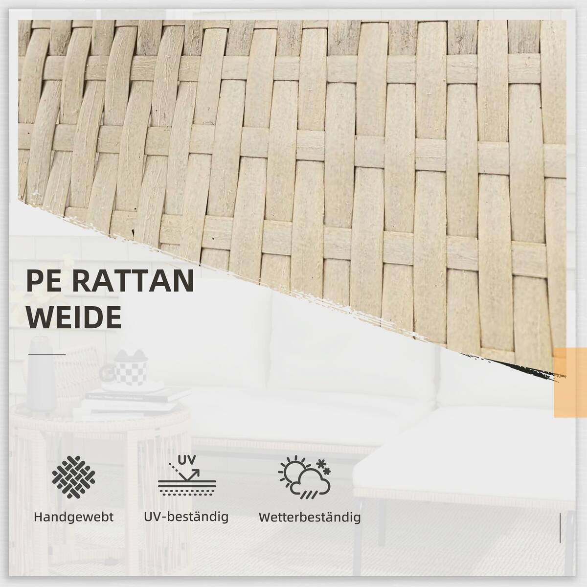 Outsunny Sitzgruppe cremeweiß Polypropylen B/H/L: ca. 79x122x75 cm