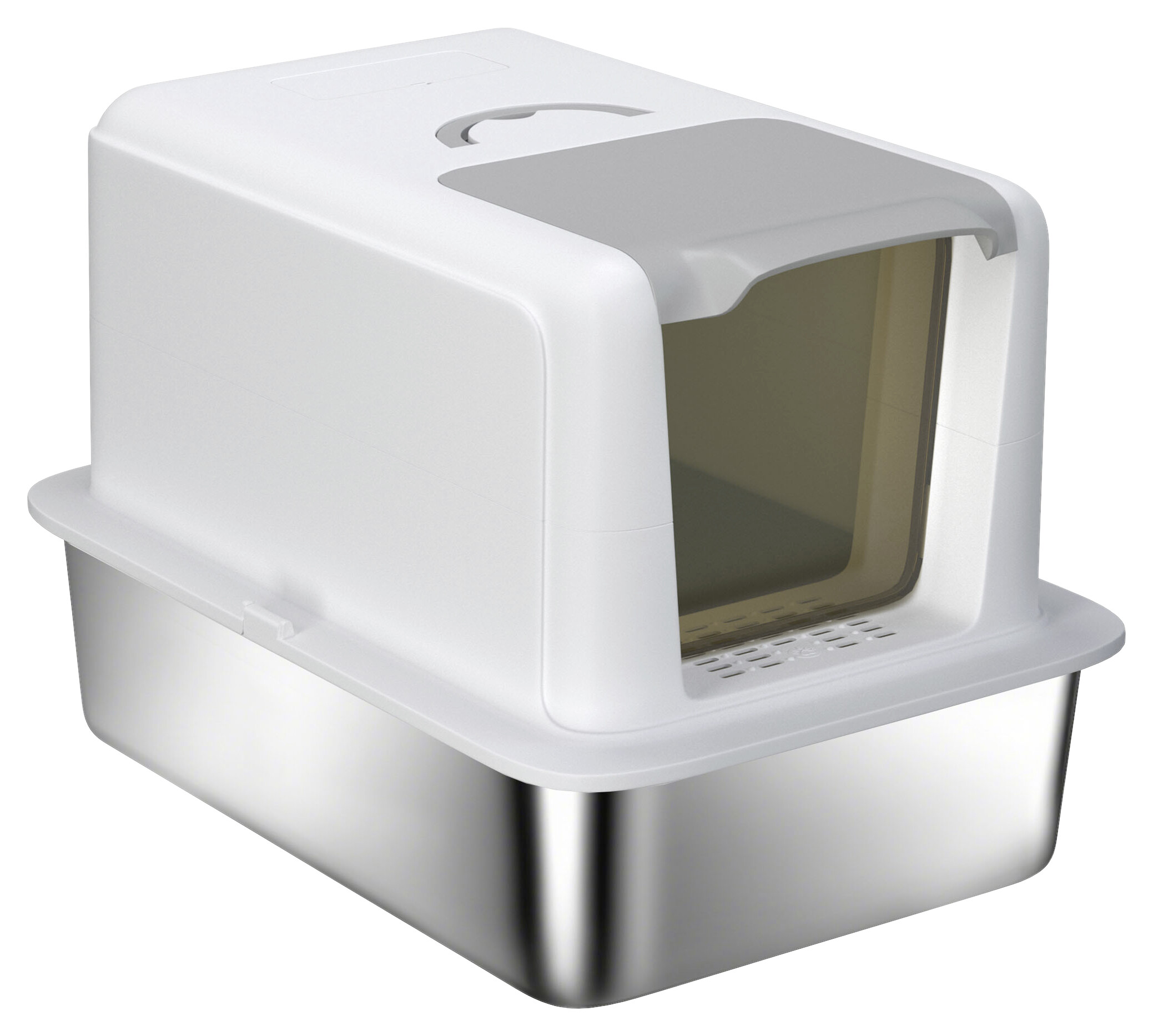 PawHut Katzentoilette weiß Edelstahl B/H/L: ca. 60,5x41,5x40,5 cm