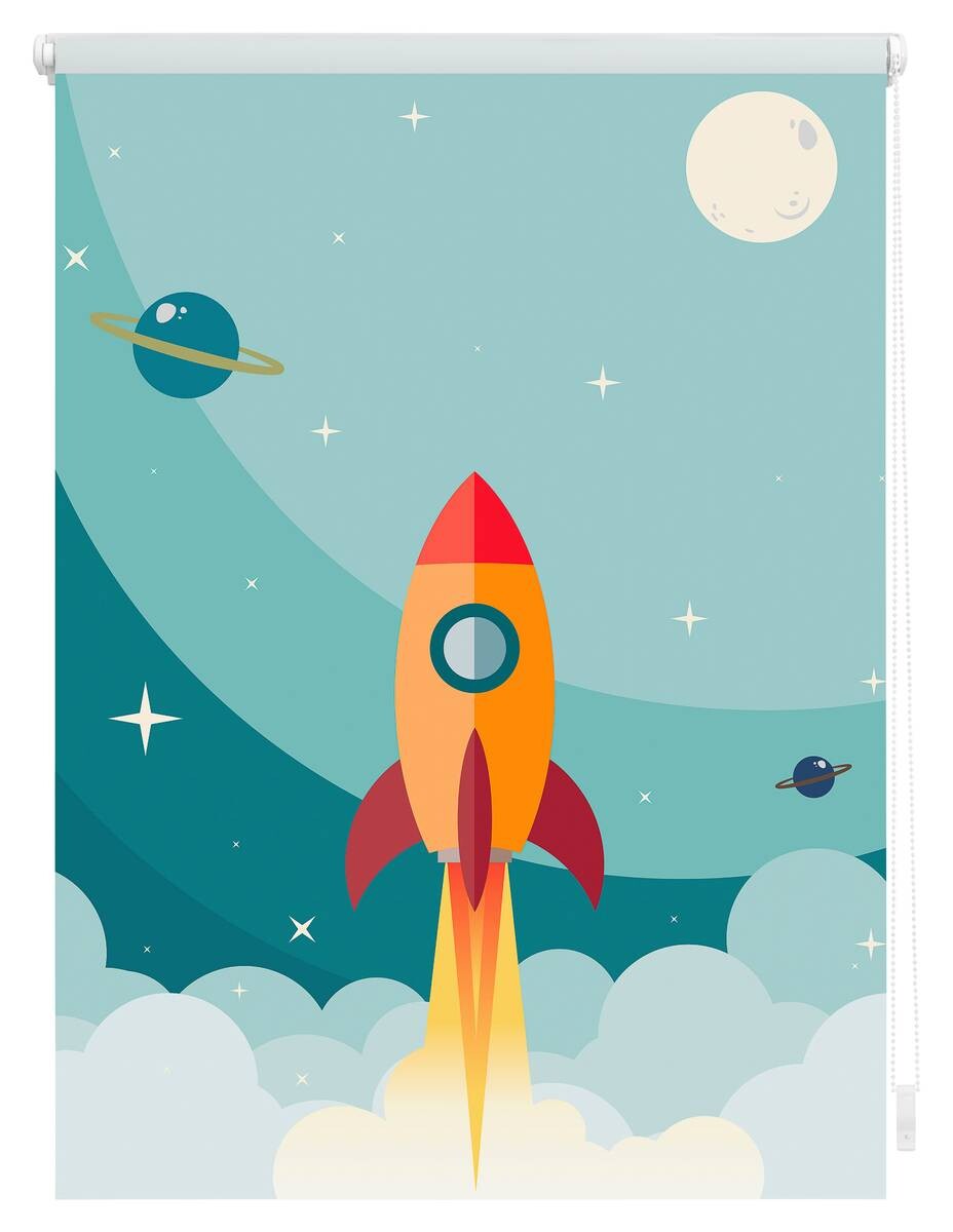 LICHTBLICK Verdunkelungsrollo Rakete blau B/L: ca. 90x150 cm