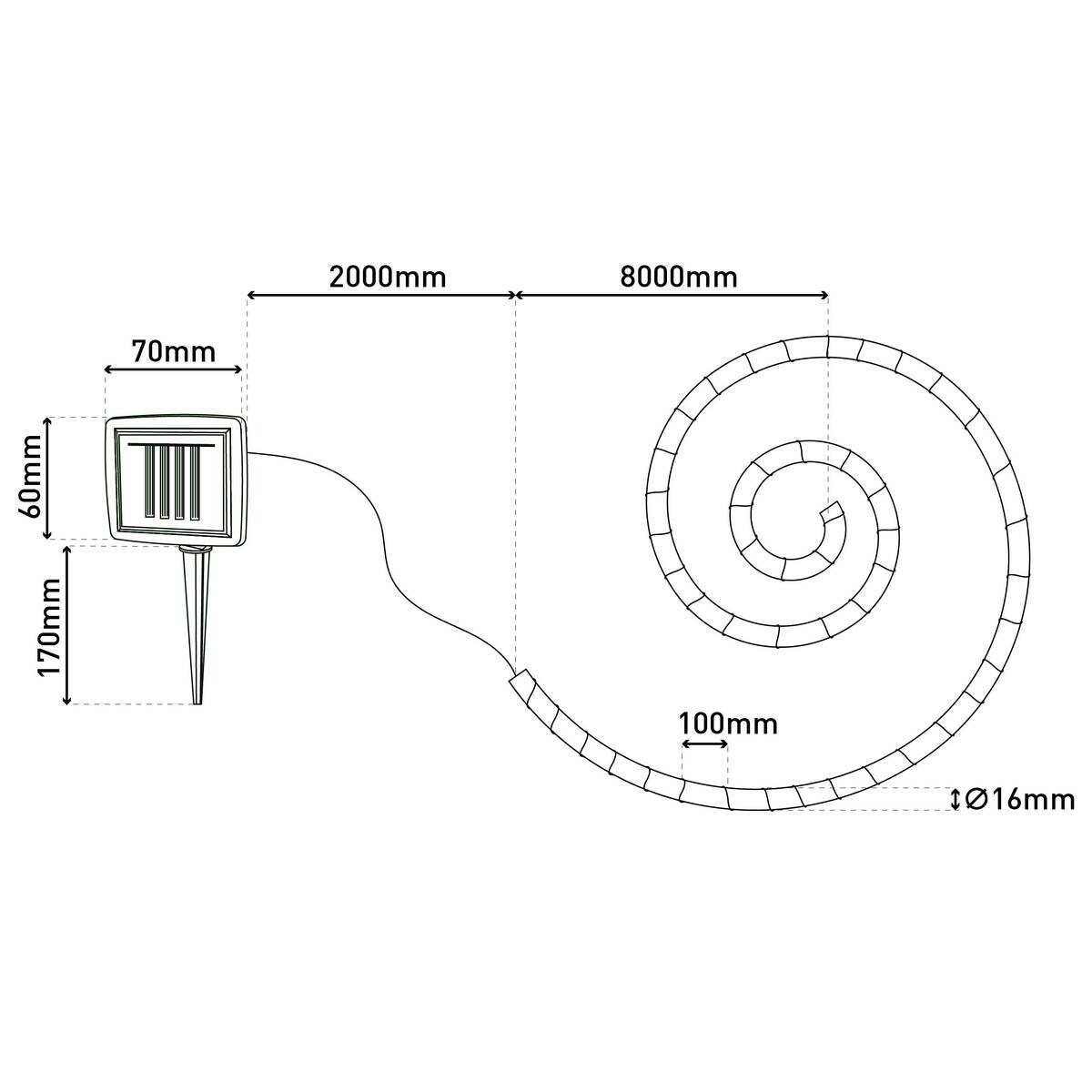 Solarlichterkette 5313127 natur Hanfseil Metall Kunststoff B/H/T: ca. 1,6x1,6x1000 cm