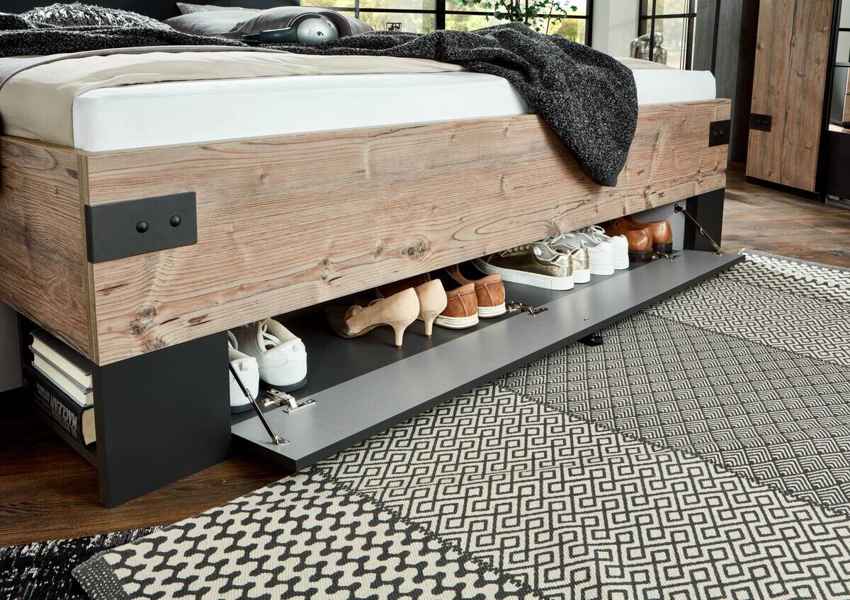 Bett Stockholm tanne Nachbildung Graphit B/H/T: ca. 189x96x210 cm