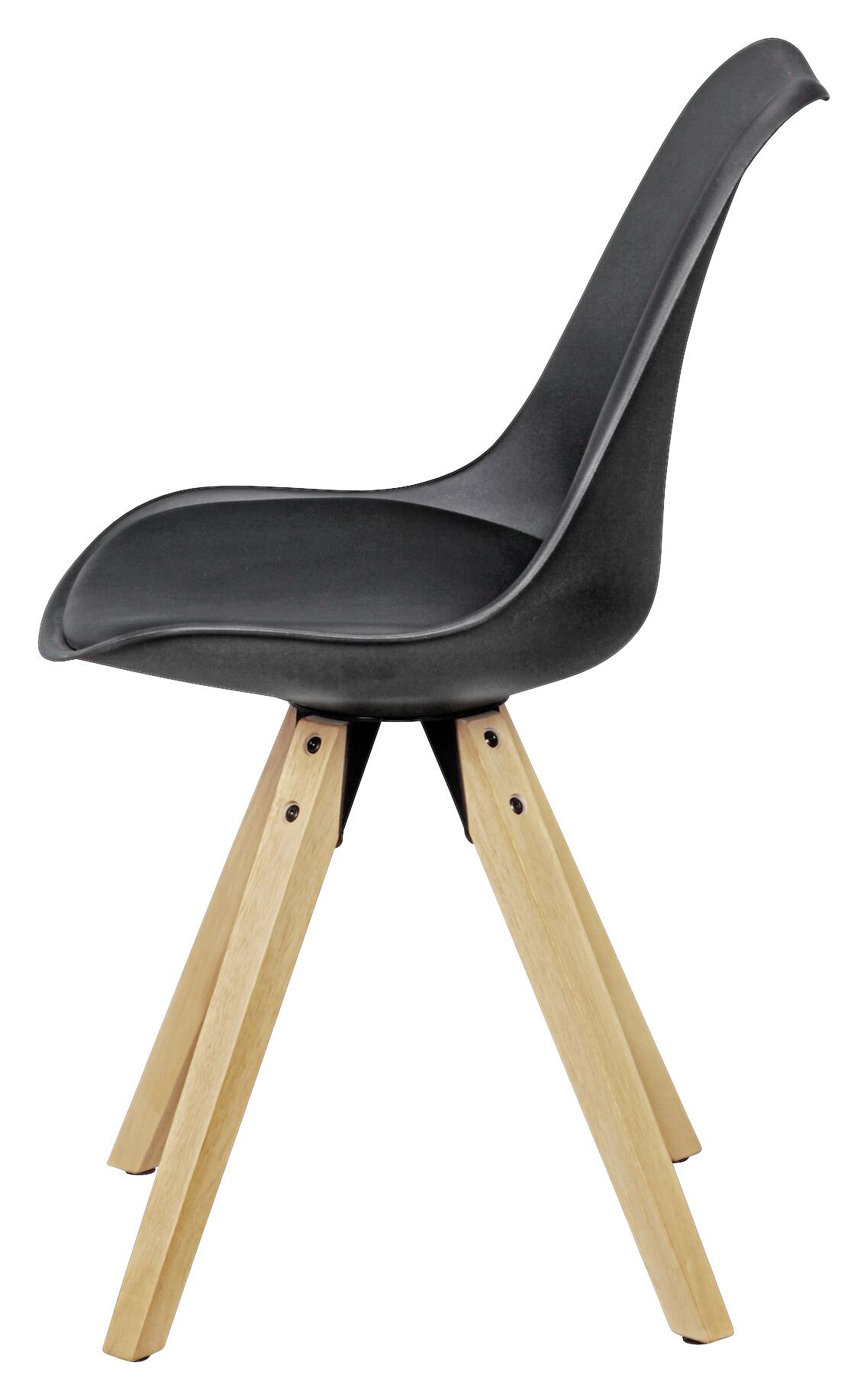 Stuhl 2er-Set schwarz schwarz natur Kunststoff Kunstleder Echtholz B/H/T: ca. 49x87x52 cm