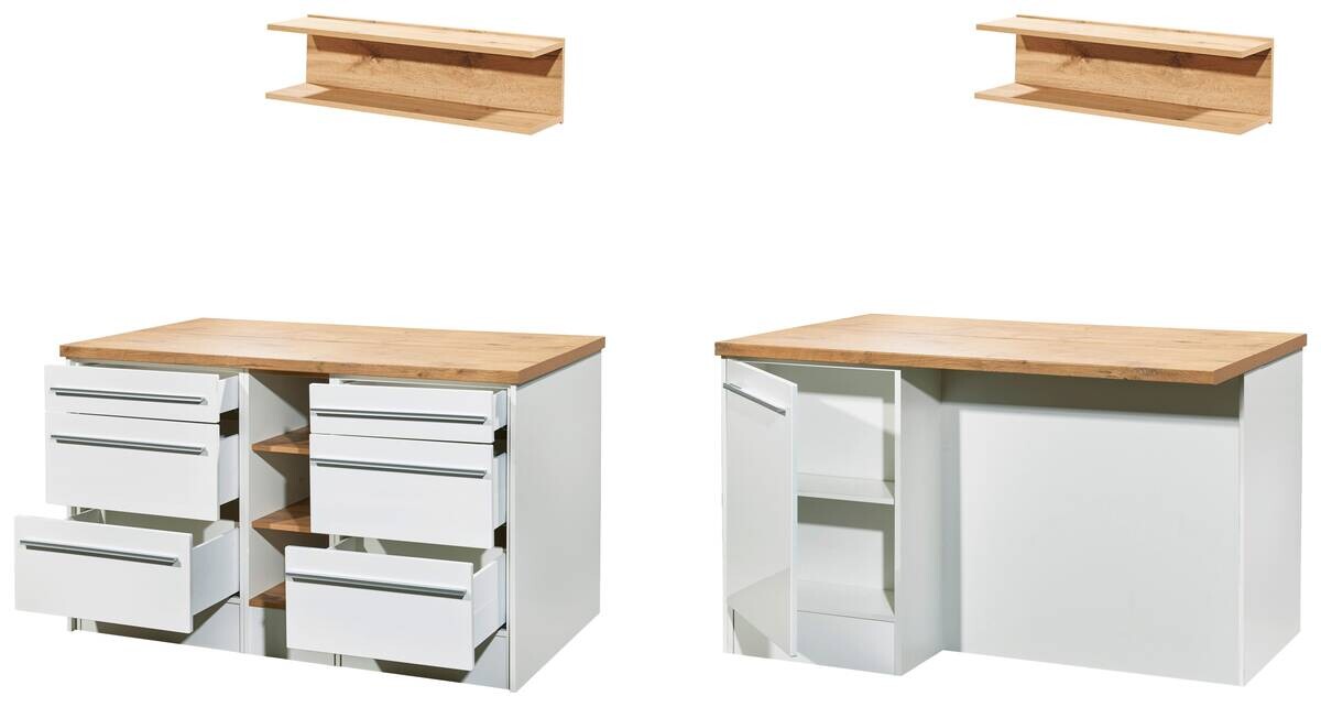 Respekta Inselküche Gabriel weiß Hochglanz