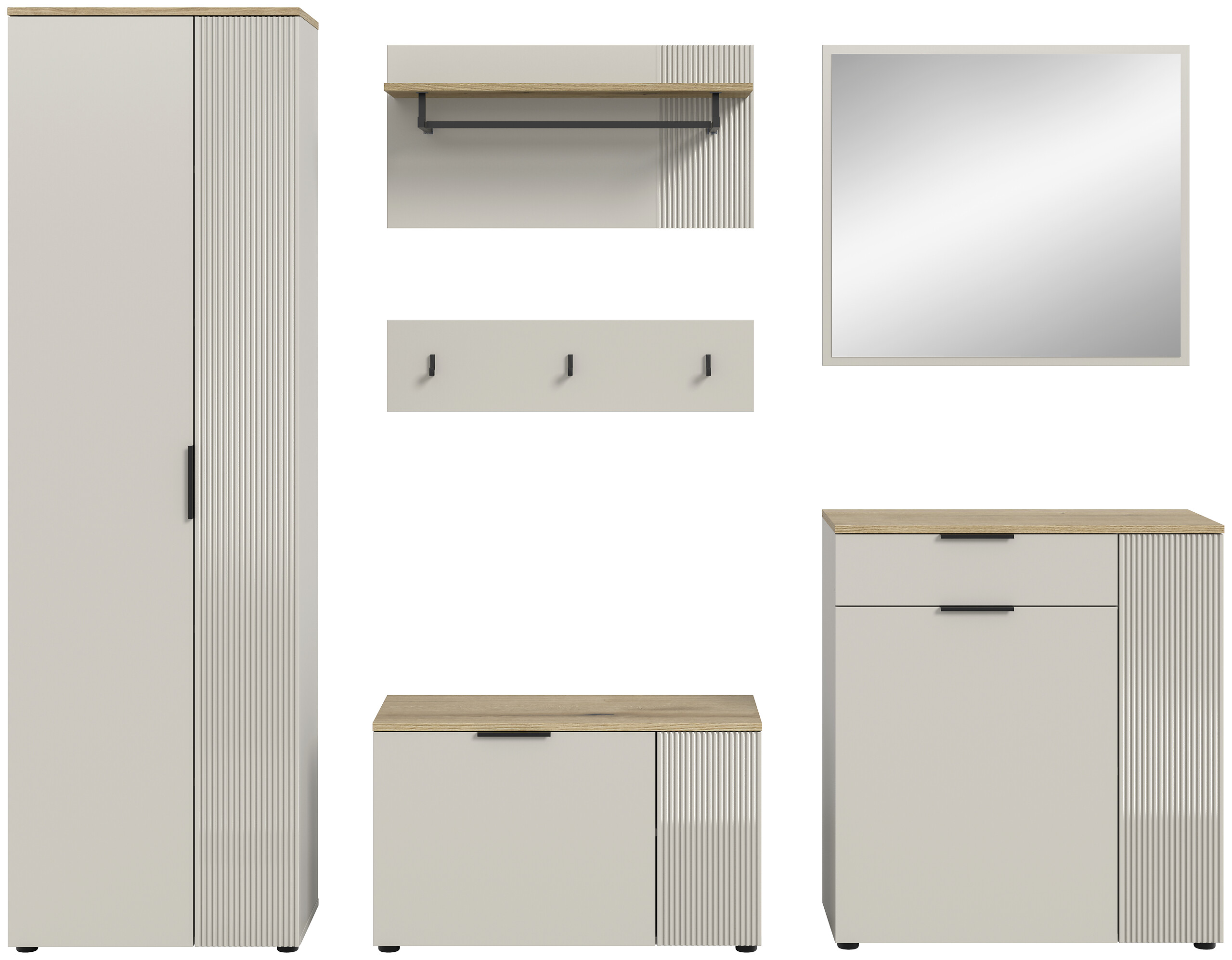 Garderobe Slide Kaschmirgrau Nachbildung Evoke Oak Nachbildung B/H/T: ca. 250x190x36 cm