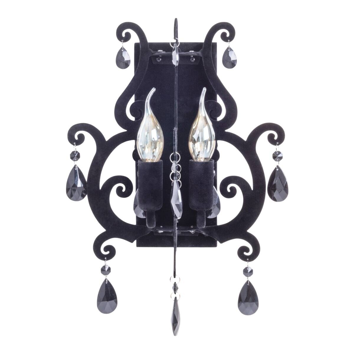 Näve Leuchten Wandleuchte 183122 schwarz Glas Metall B/H/T: ca. 30x40x20 cm E14 2 Brennstellen