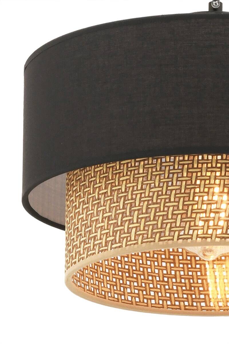 Opviq Pendelleuchte Echo beige schwarz Baumwolle B/H/T/L/D: ca. 30x65x30x30x30 cm E27 1 Brennstellen