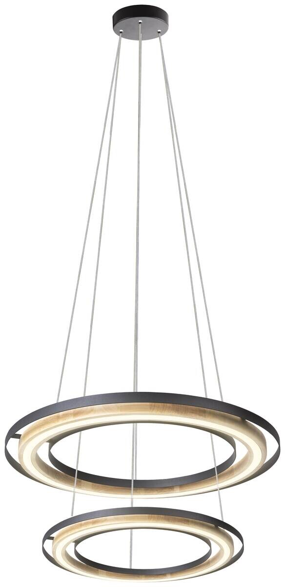 GLOBO LED-Pendelleuchte RILAS schwarz natur Bambus Metall H/D: ca. 150x56 cm 2.0 Brennstellen