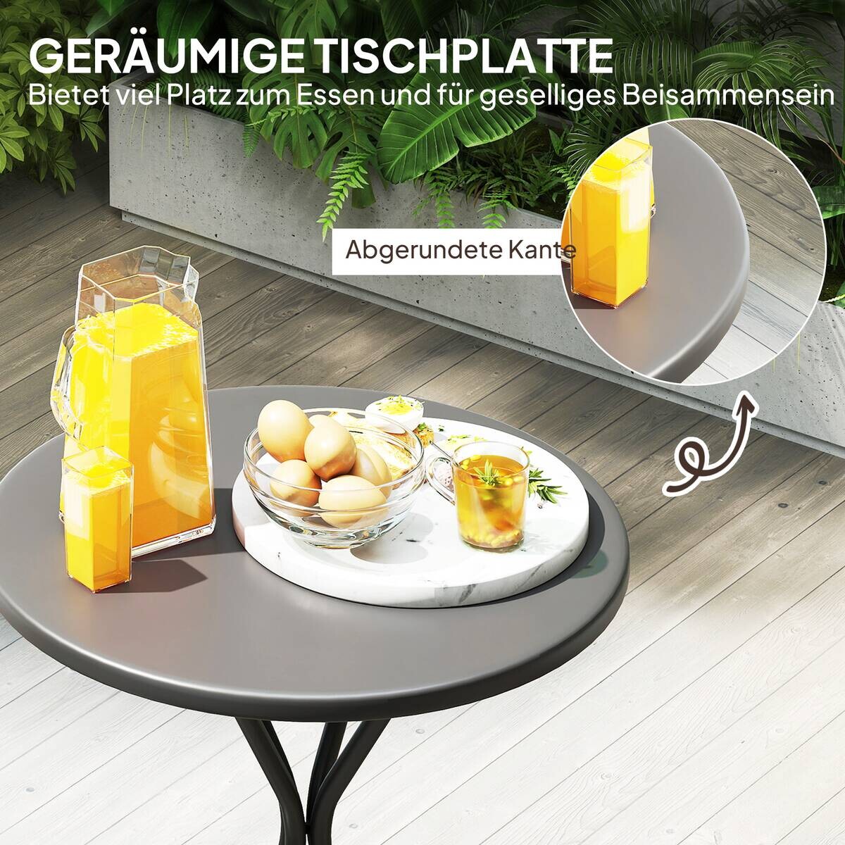 Outsunny Gartentisch schwarz Metall B/H/L: ca. 60x70x60 cm