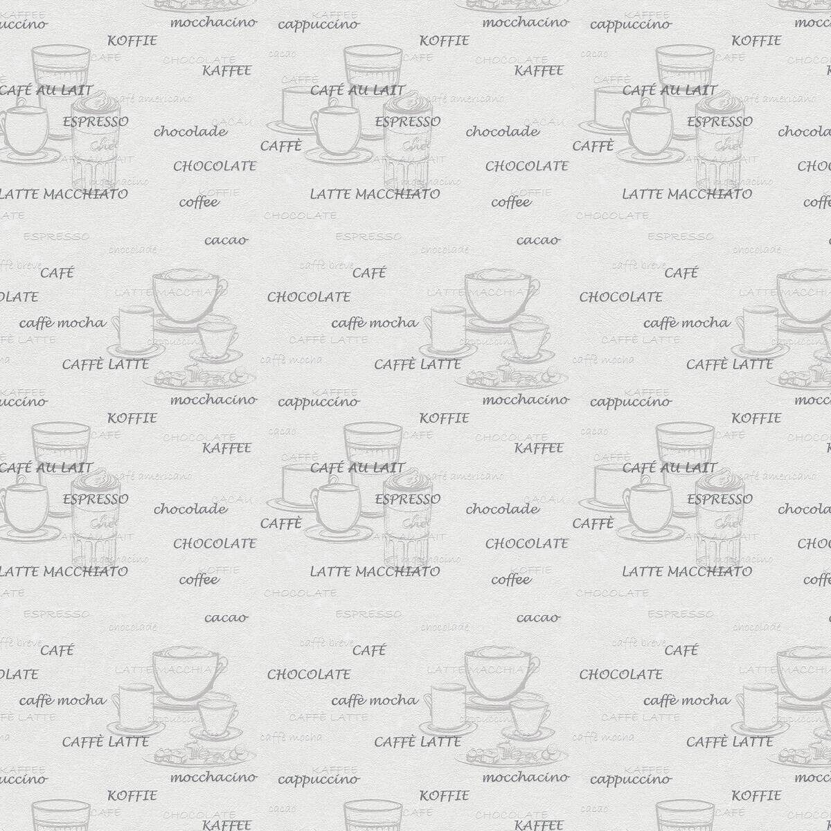 Vliestapete Kaffee weiß silber B/L: ca. 53x1005 cm