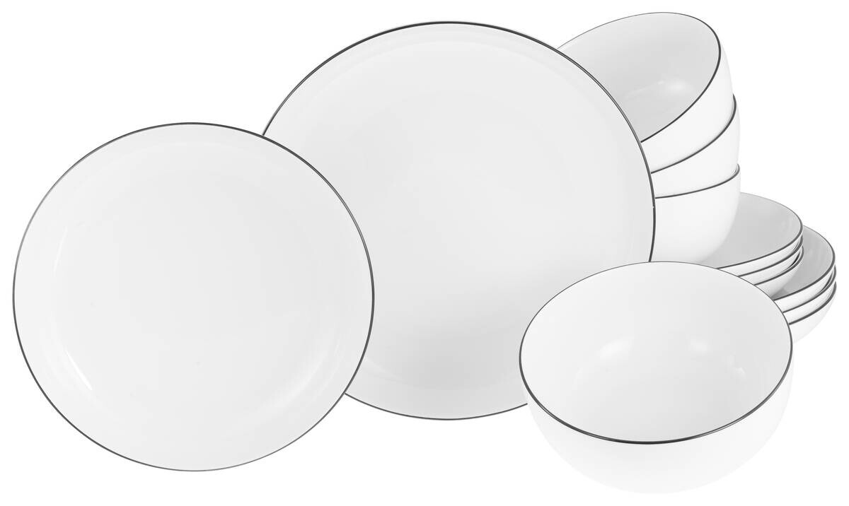 CreaTable Teller-Set Allround Black Line weiß Porzellan