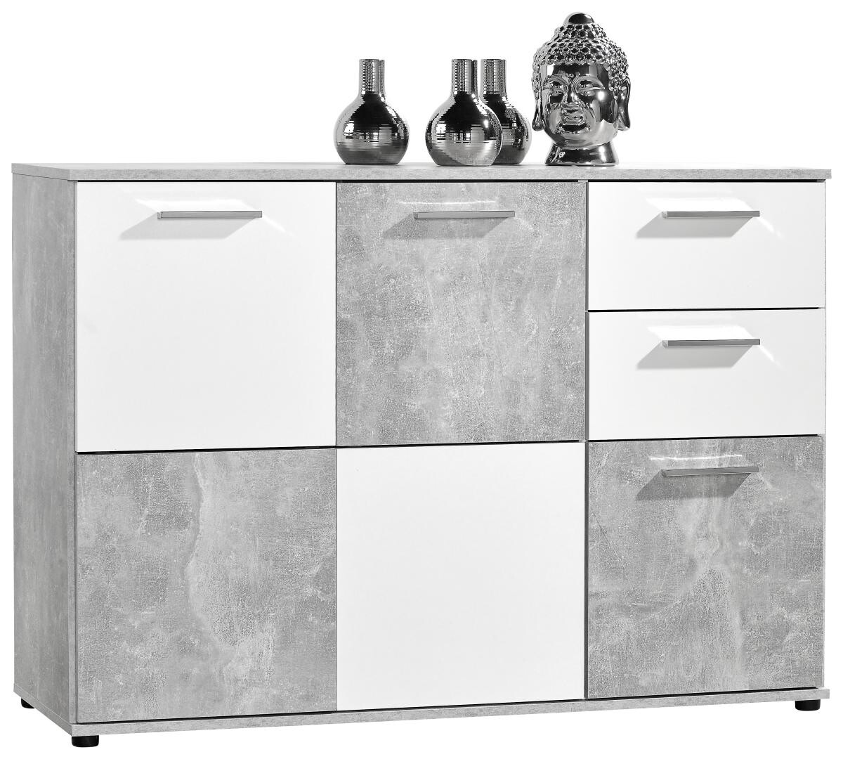 Kommode Zero Beton Optik weiß B/H/T: ca. 117x82x39 cm