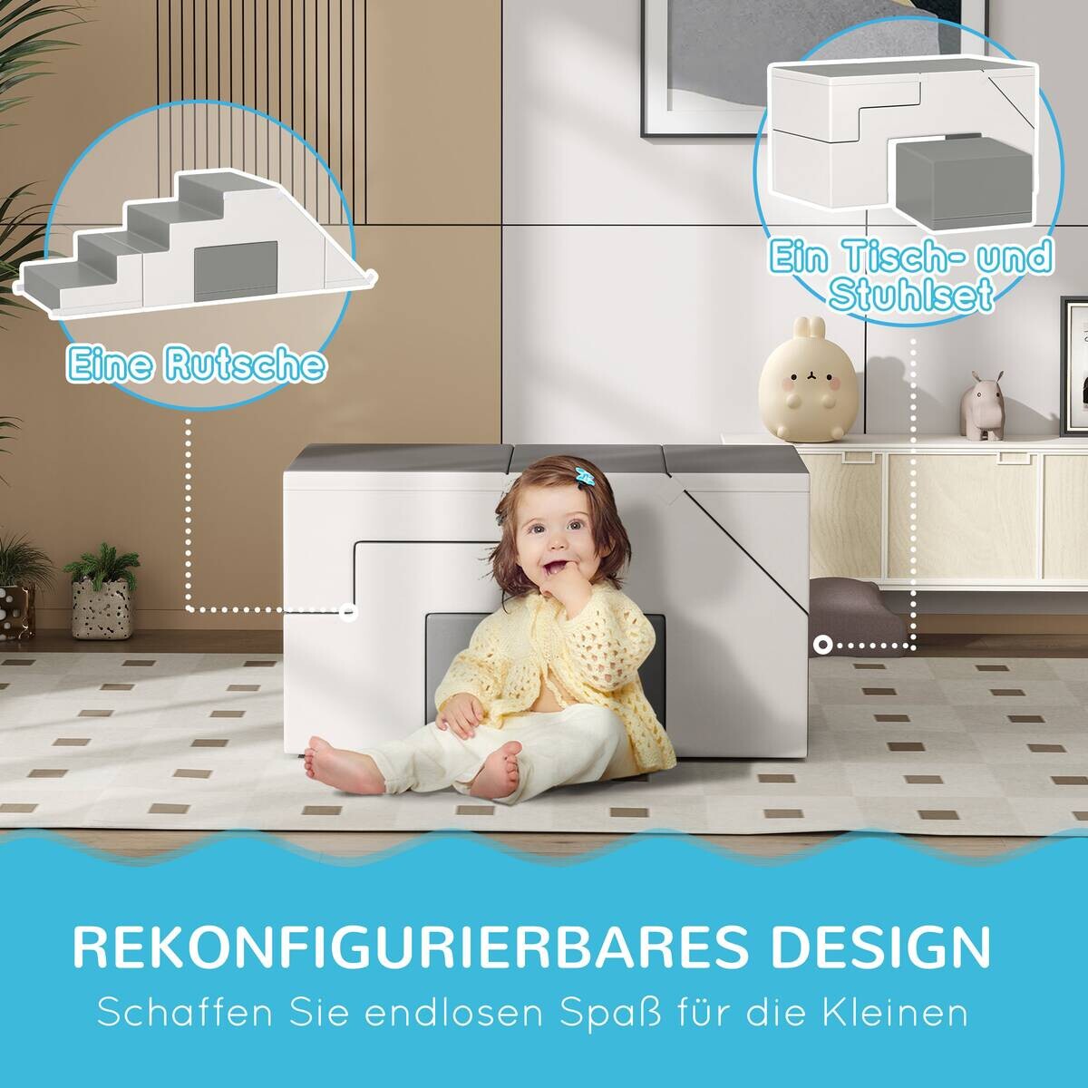 HOMCOM Kinder-Softplay-Set B/H/L: ca. 49x47x147 cm