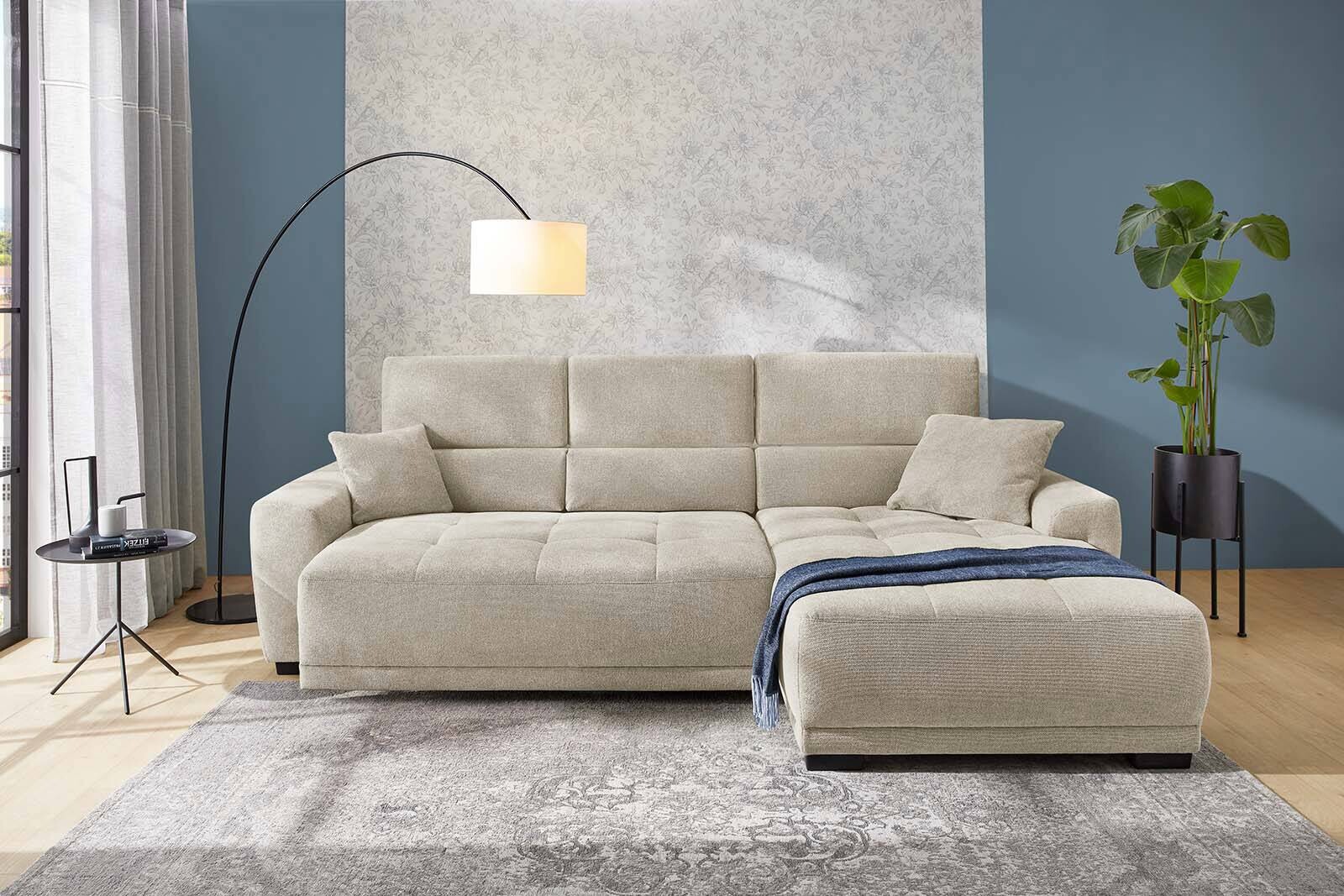 Ecksofa mit elektrischer Sitztiefenverstellung beige Microfaser B/H/T: ca. 296x105x200 cm Ecksofa mit elektrischer Sitztiefenverstellung beige Microfaser B/H/T: ca. 296x105x200 cm