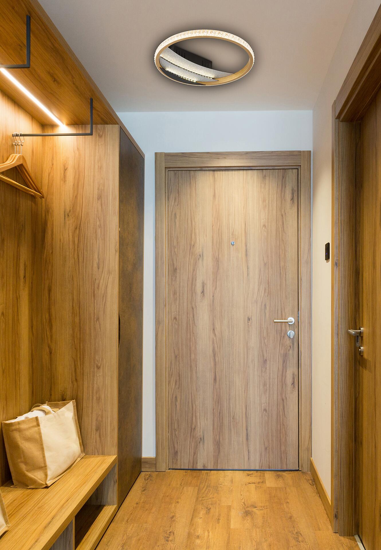 GLOBO Deckenleuchte klar schwarz gold Aluminium Metall Kunststoff H/D: ca. 6x29,5 cm 1 Brennstellen